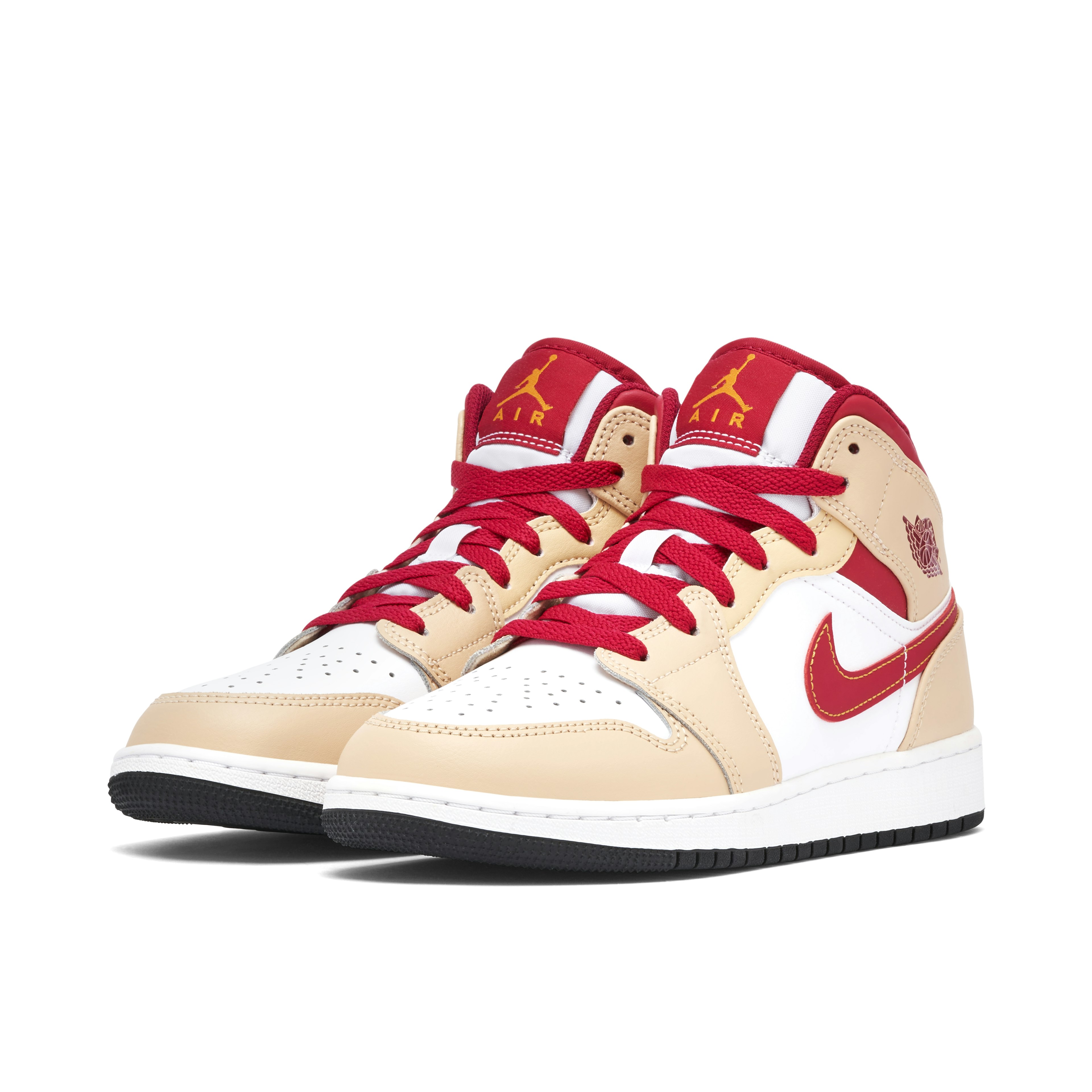 Air Jordan 1 Mid White Beige Red GS