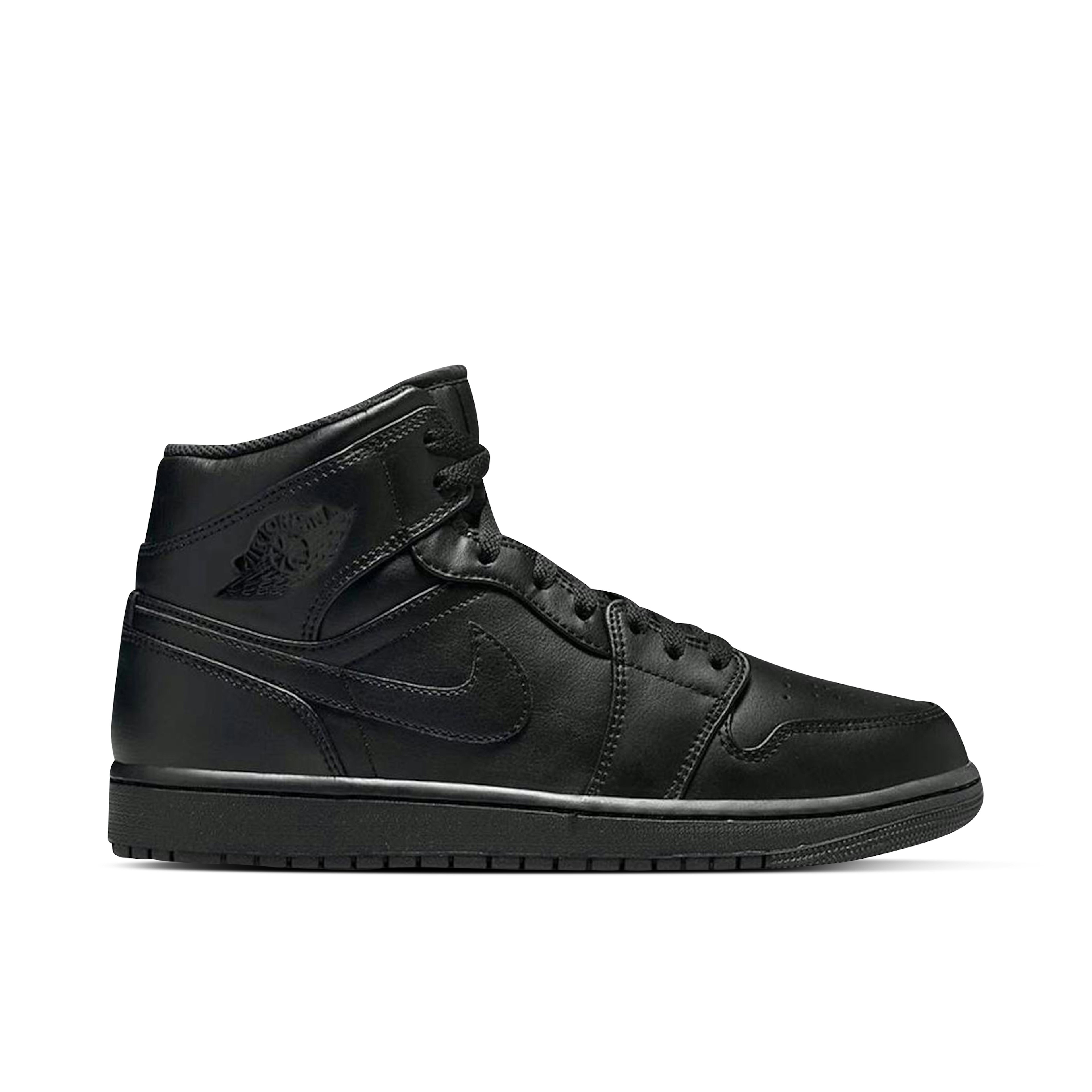 triple black air jordan 1 mid suede