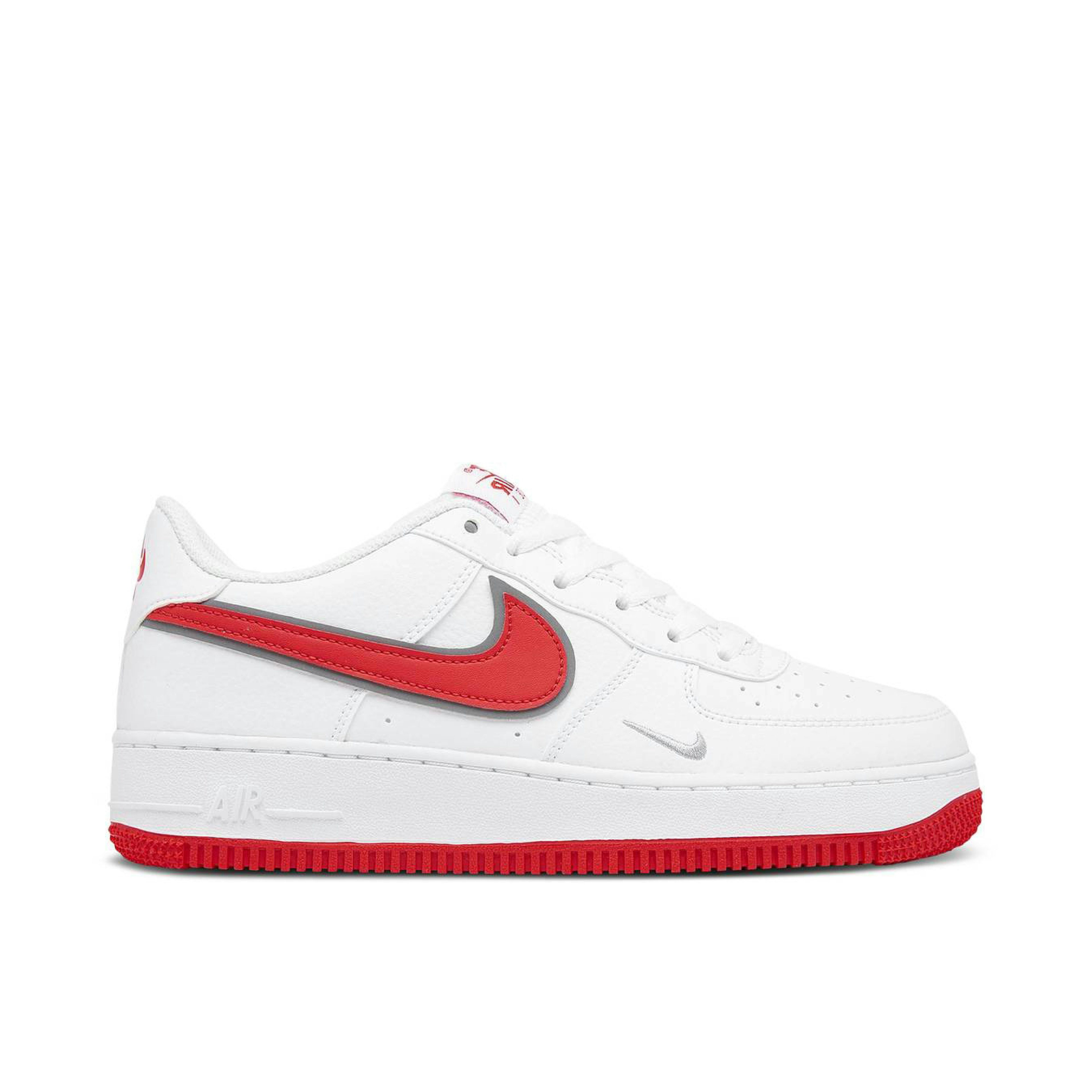 Nike Air Force 1 White Habanero Red Mini Swoosh GS