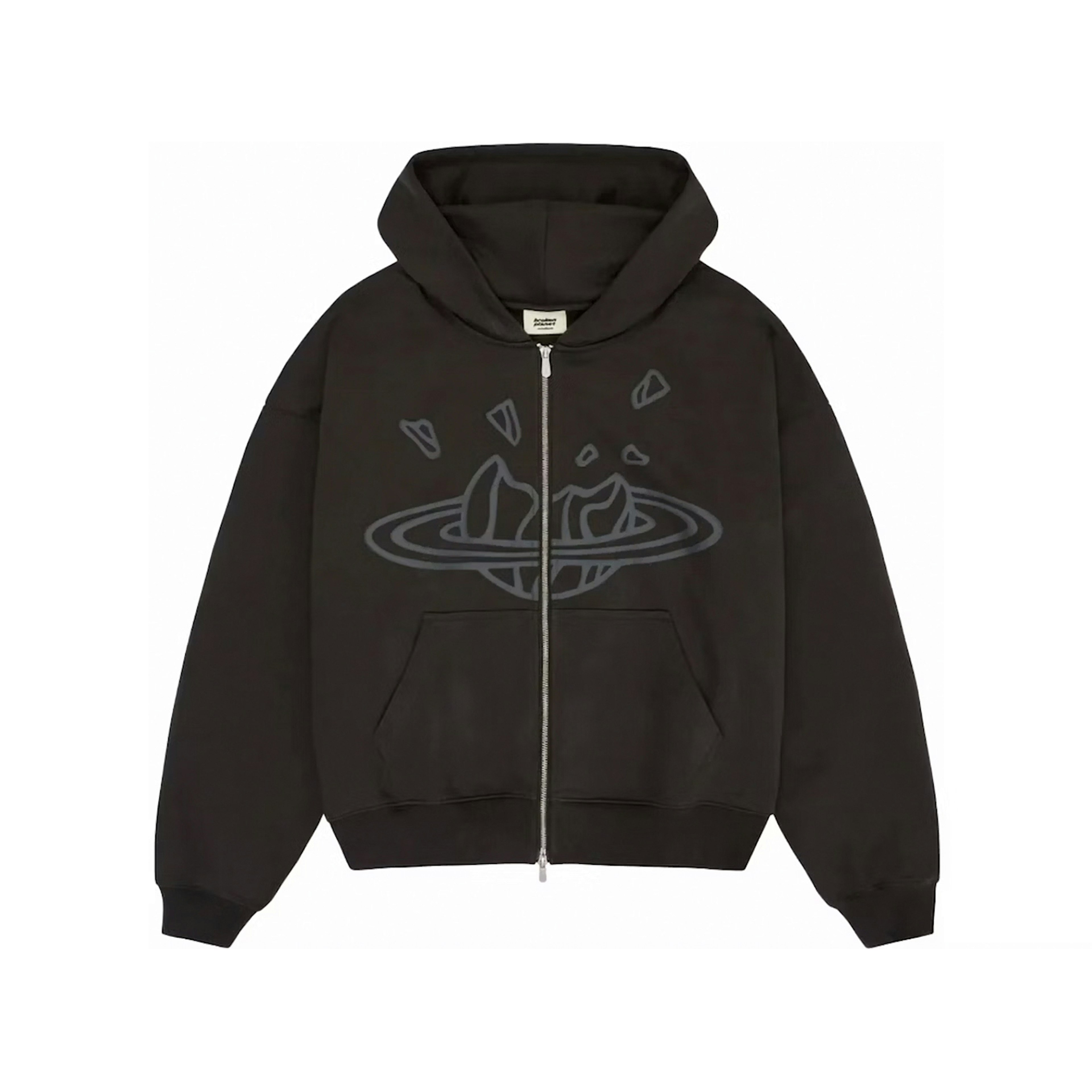 Broken Planet Zip Up Hoodie Black