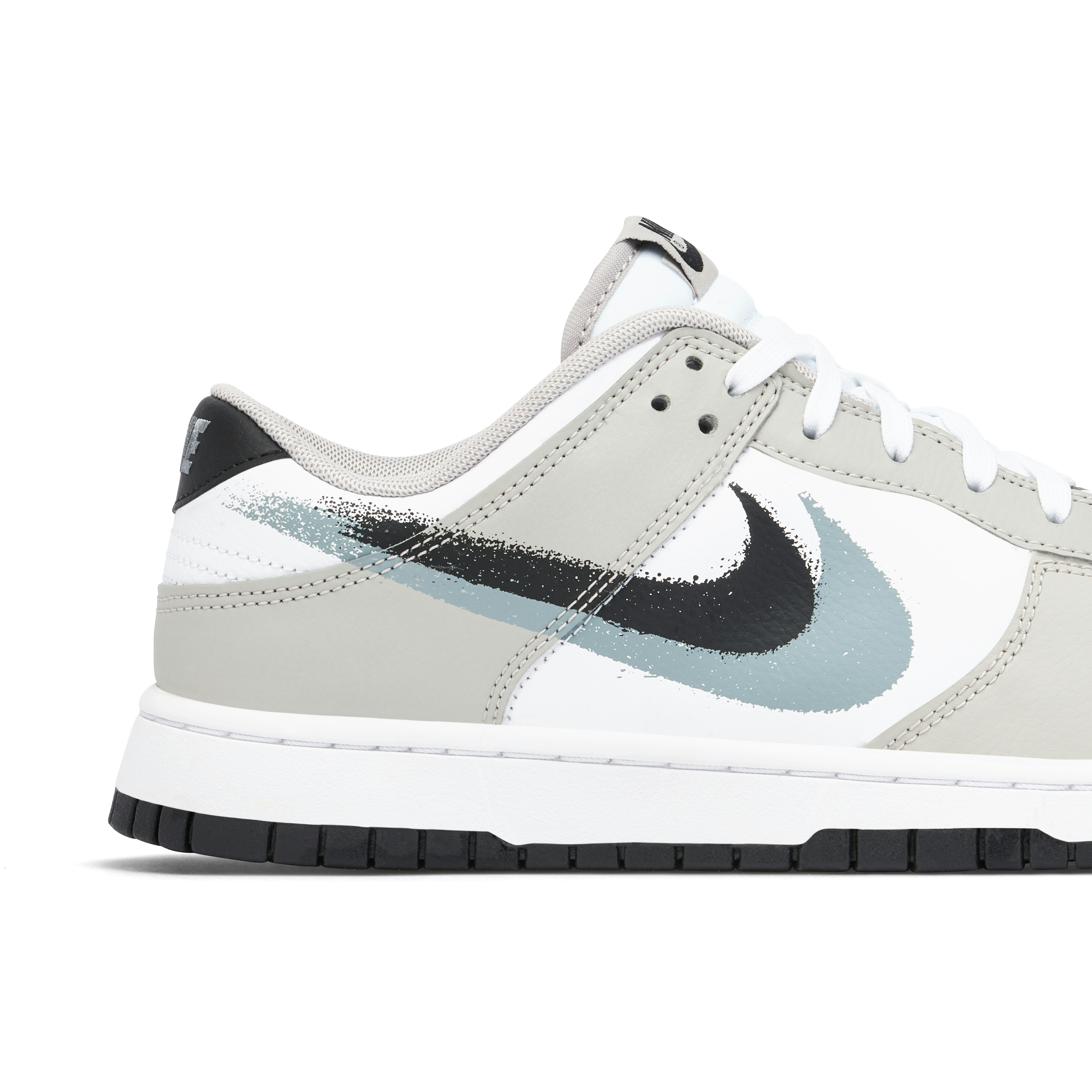 Nike Dunk Low Spray Paint Swoosh Grey White