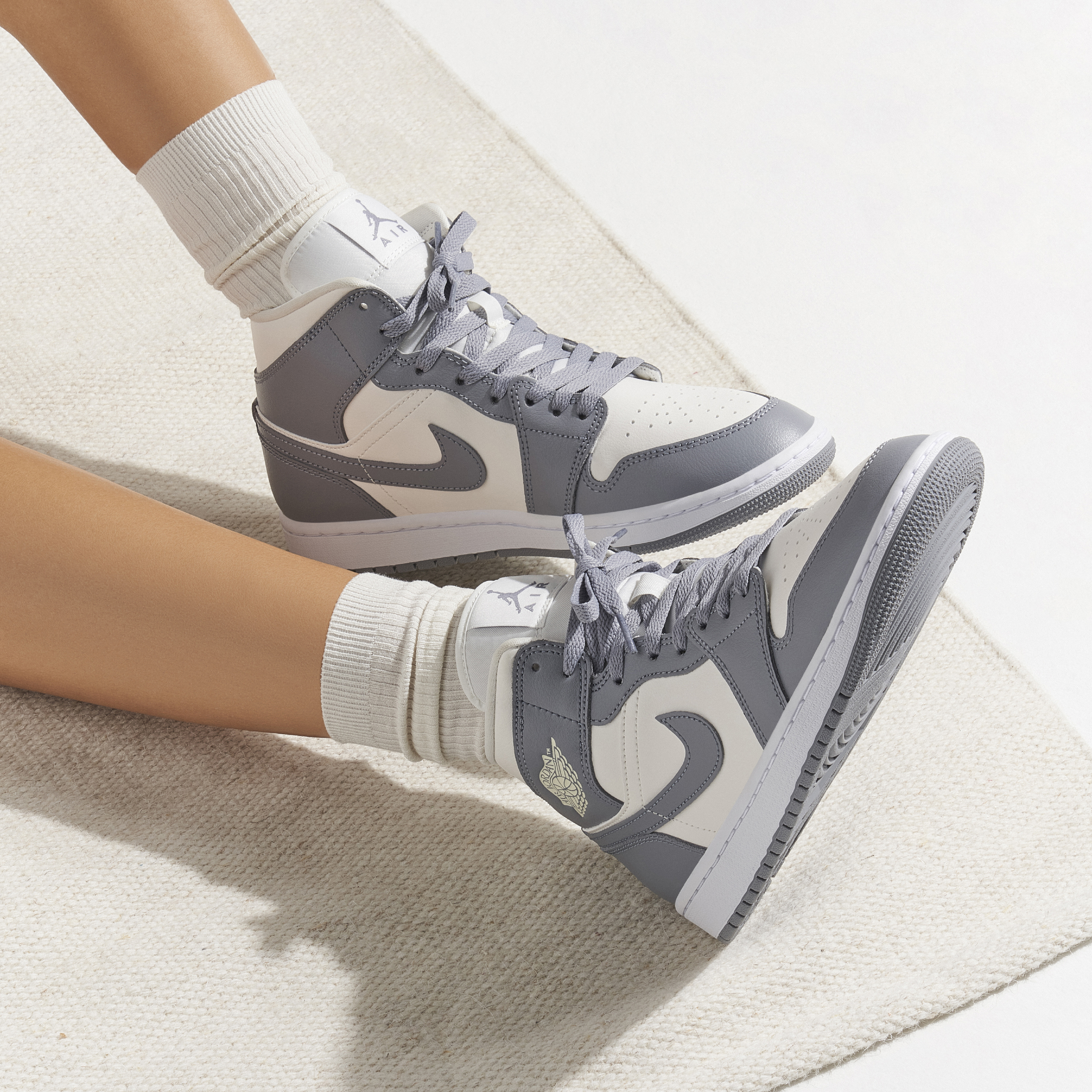 Air Jordan 1 Mid Grey Sail Womens | BQ6472-115 | Laced