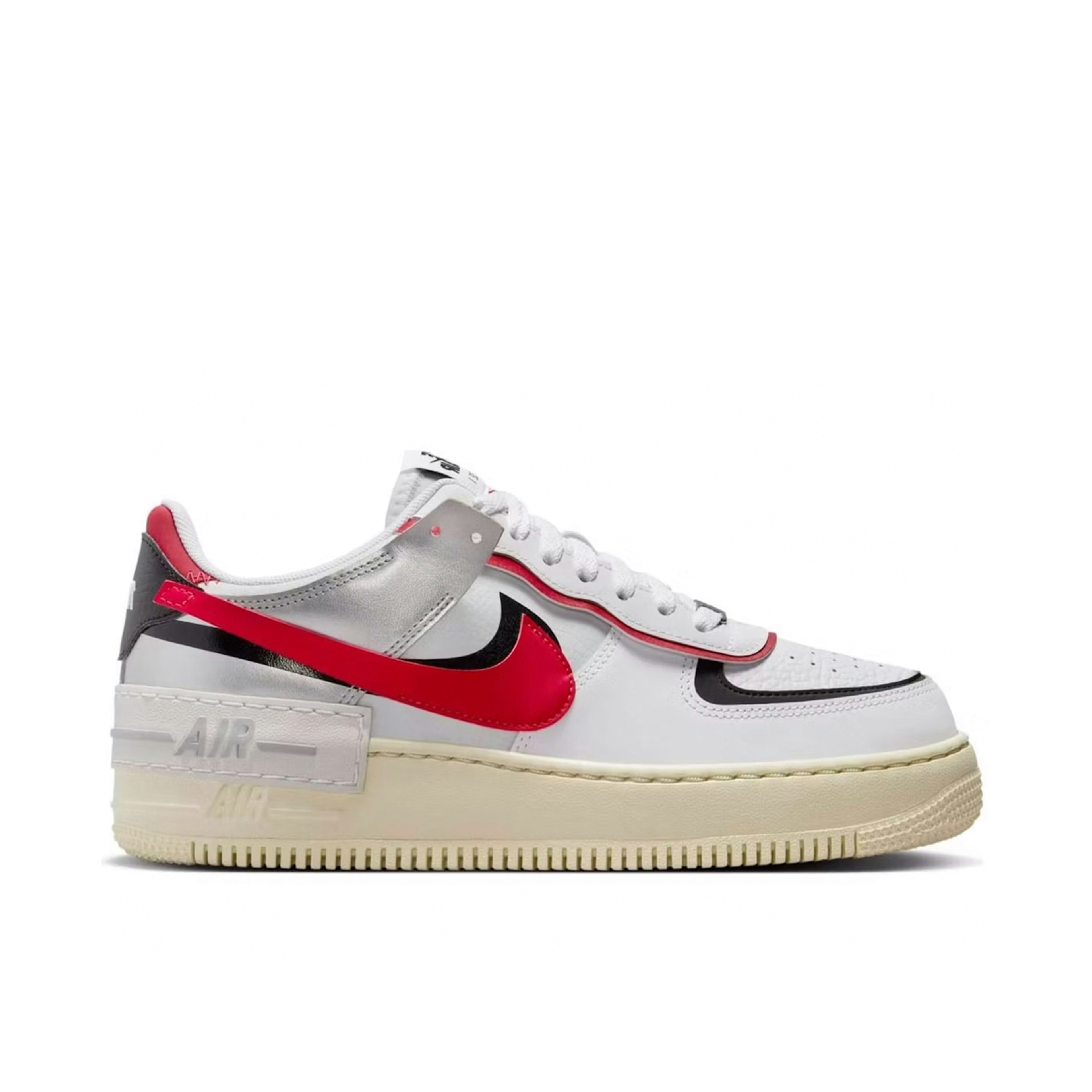 Nike Air Force 1 Low Shadow White Silver Gym Red Womens
