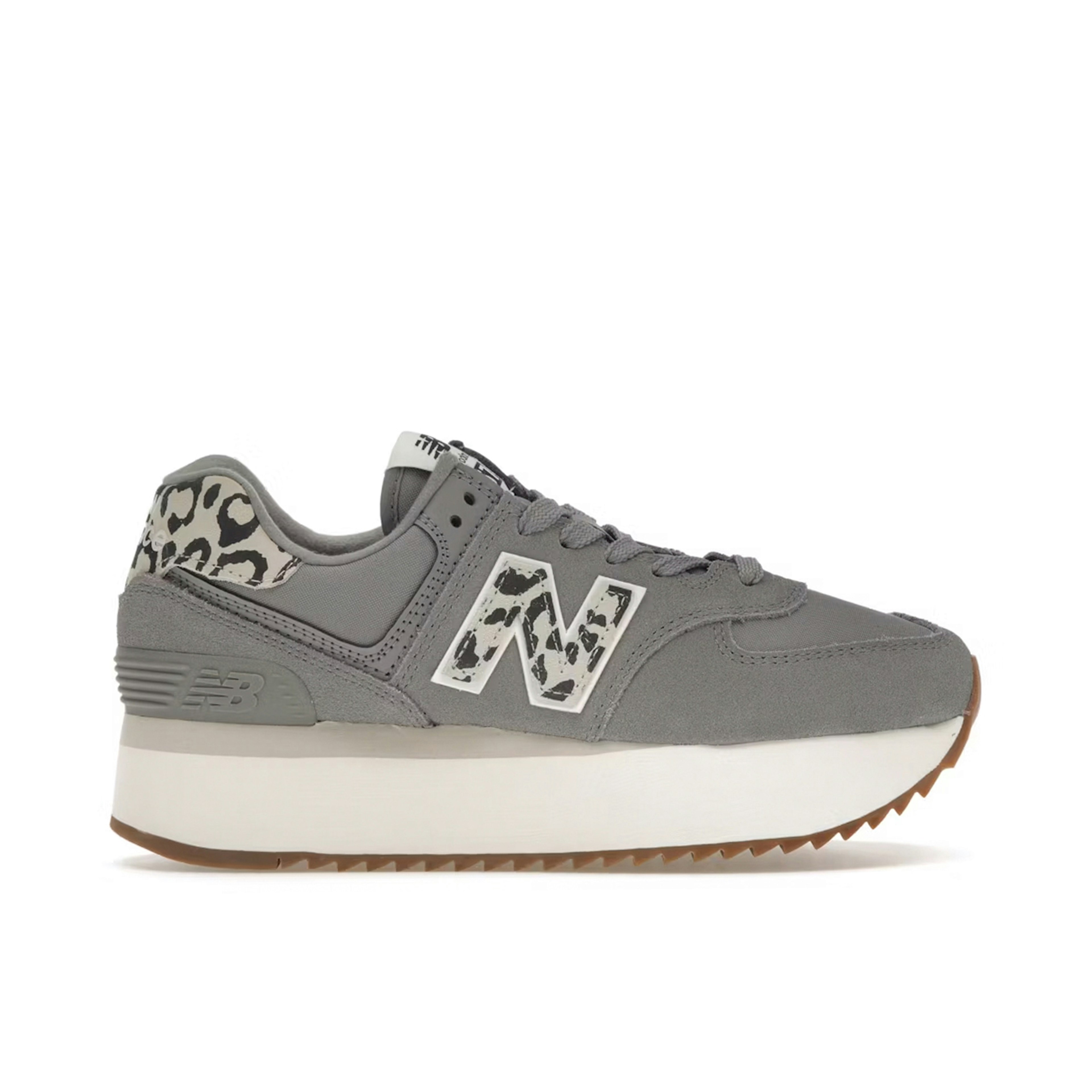 New Balance 574 Plus Shadow Grey Leopard Print Womens