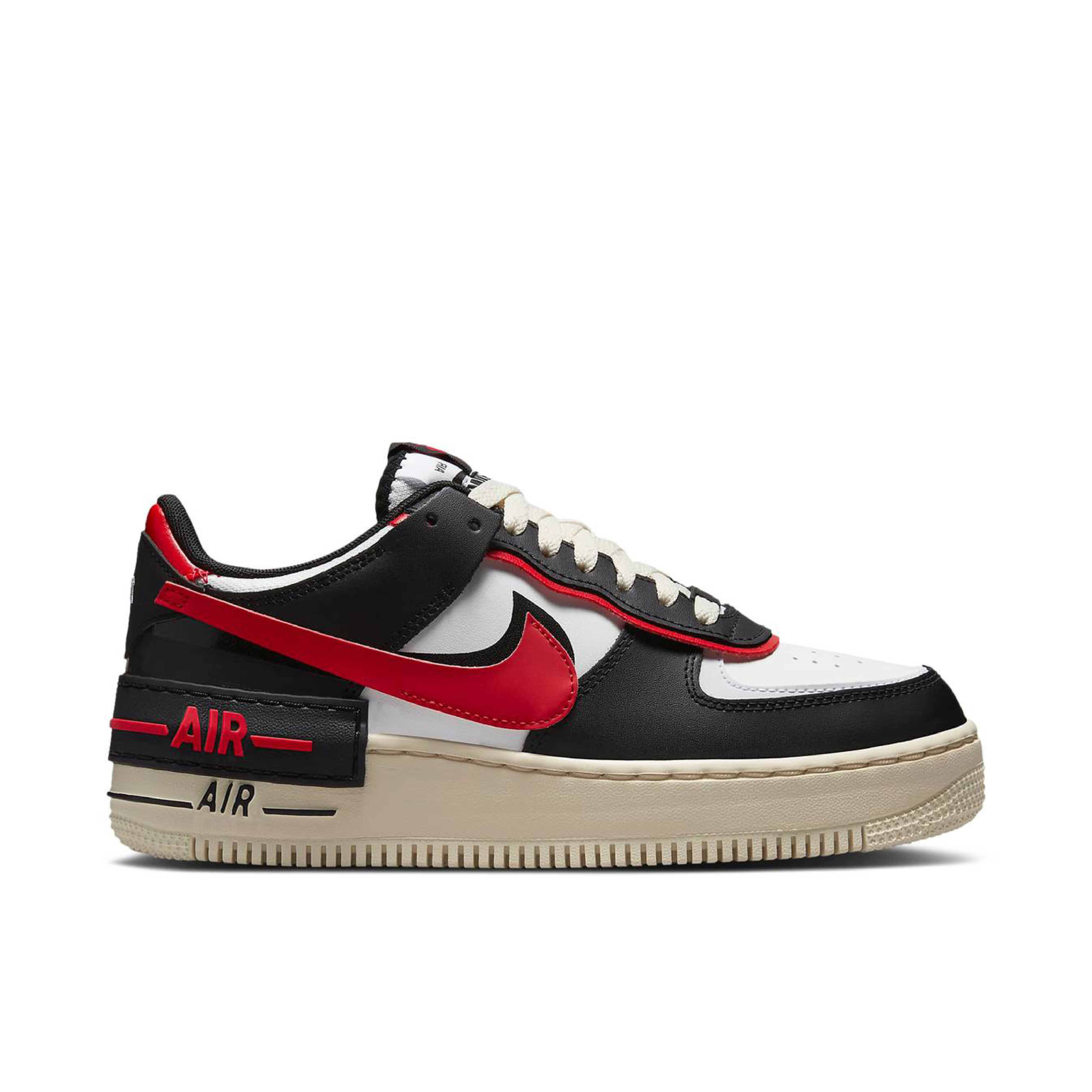 Nike Air Force 1 Shadow Black University Red Womens DR7883 102 Laced