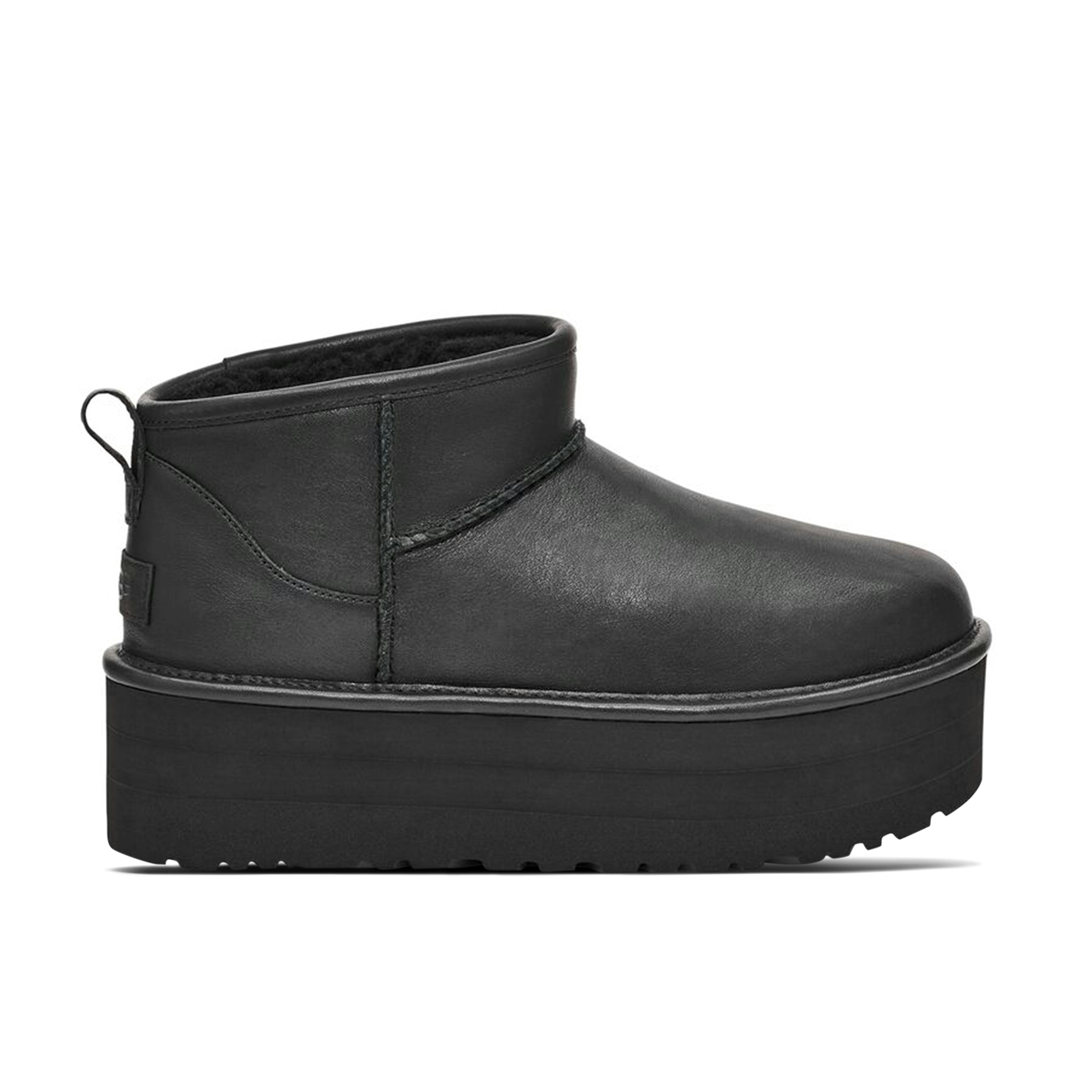 UGG Classic Ultra Mini Platform Boot Black Leather Womens