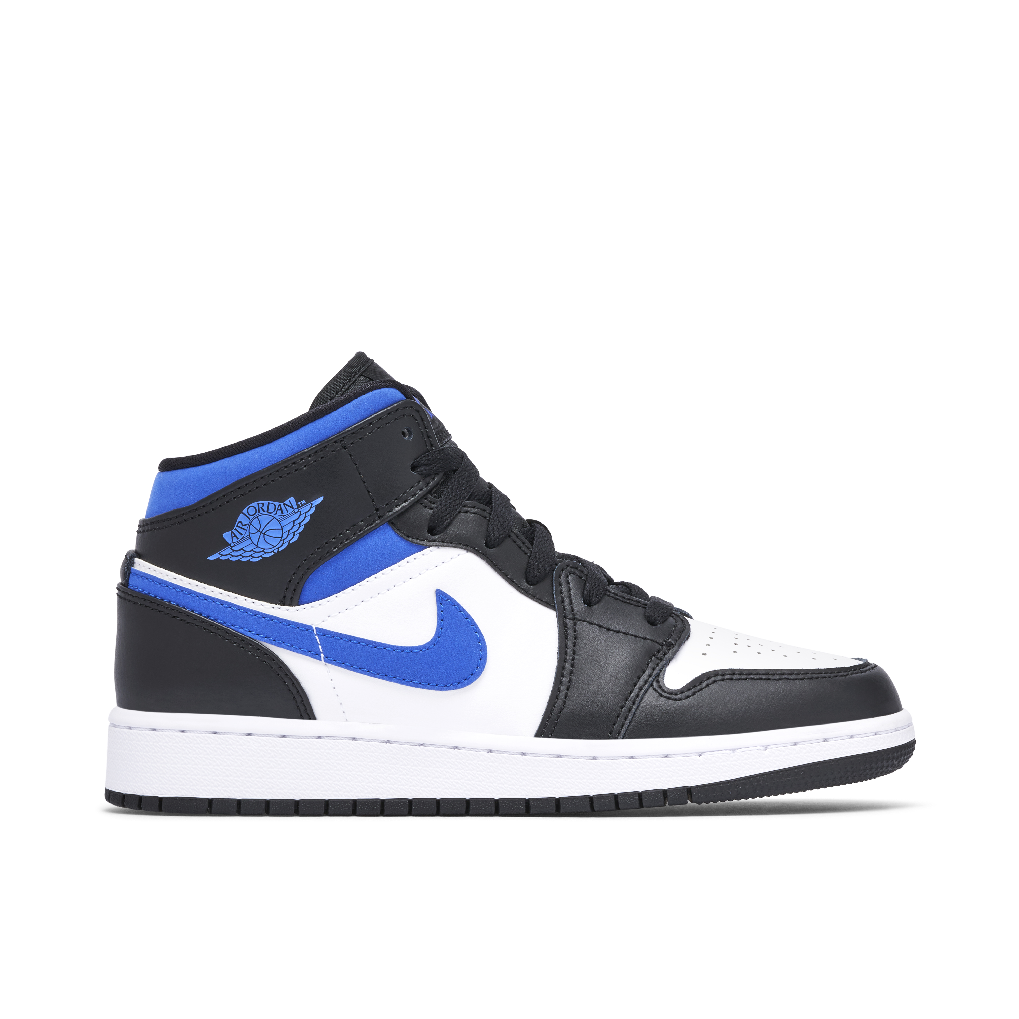 Air Jordan 1 Mid Black White Royal GS 554725 140 Laced