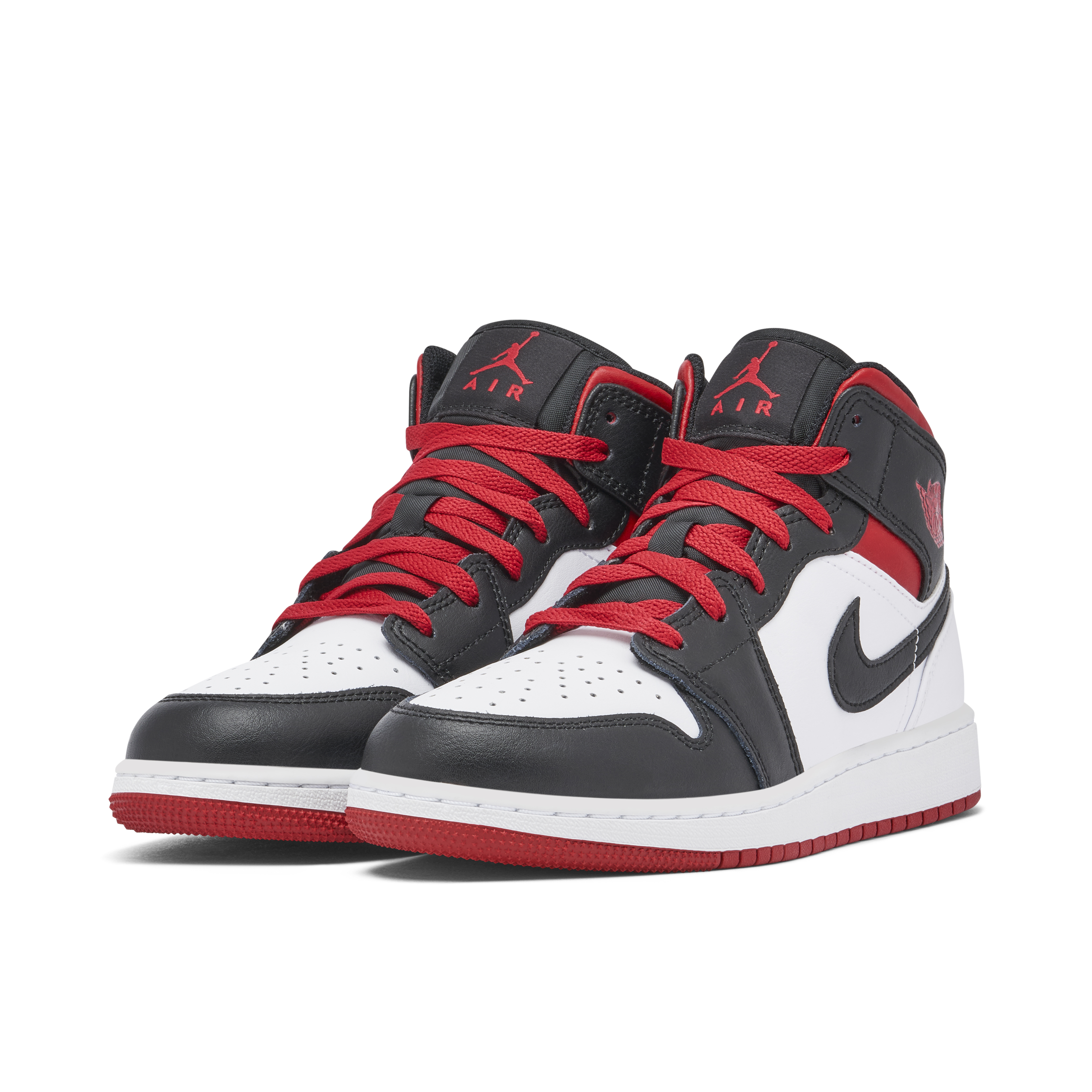 Air Jordan 1 Mid Gym Red Black Toe GS DQ8423 106 Laced