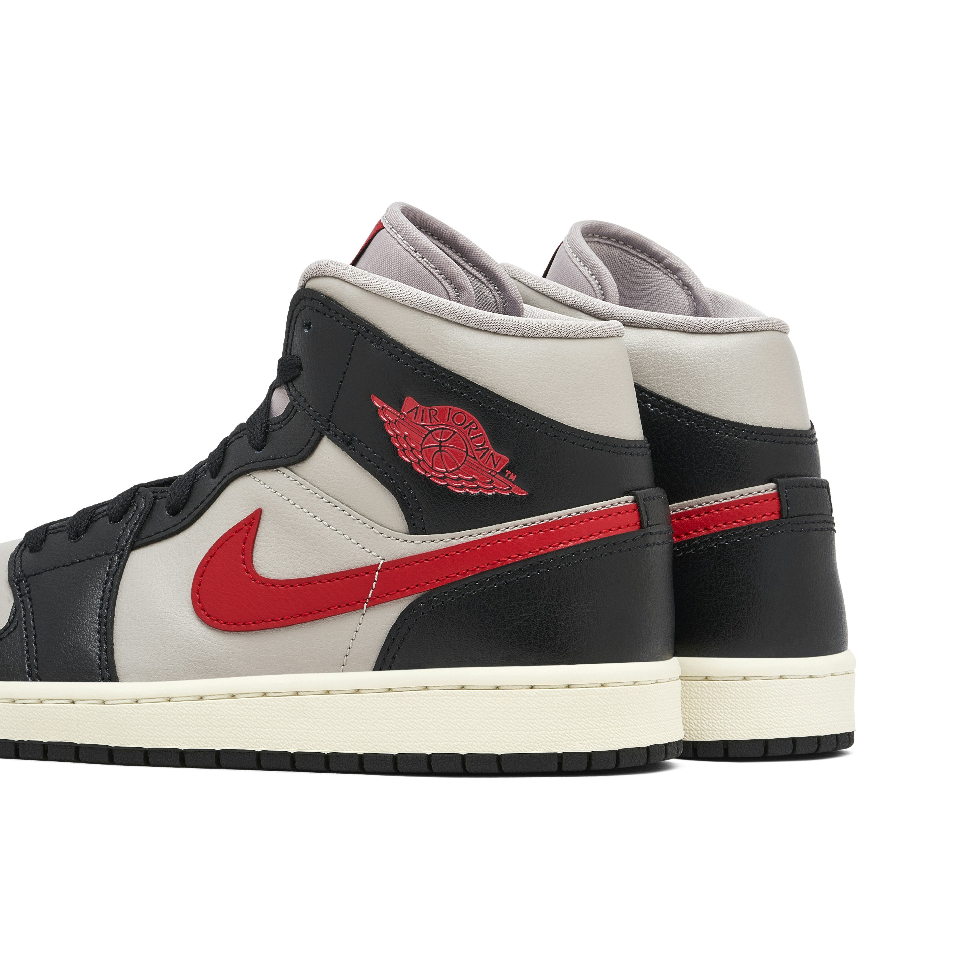 Air Jordan 1 Mid Black College Grey Red Womens