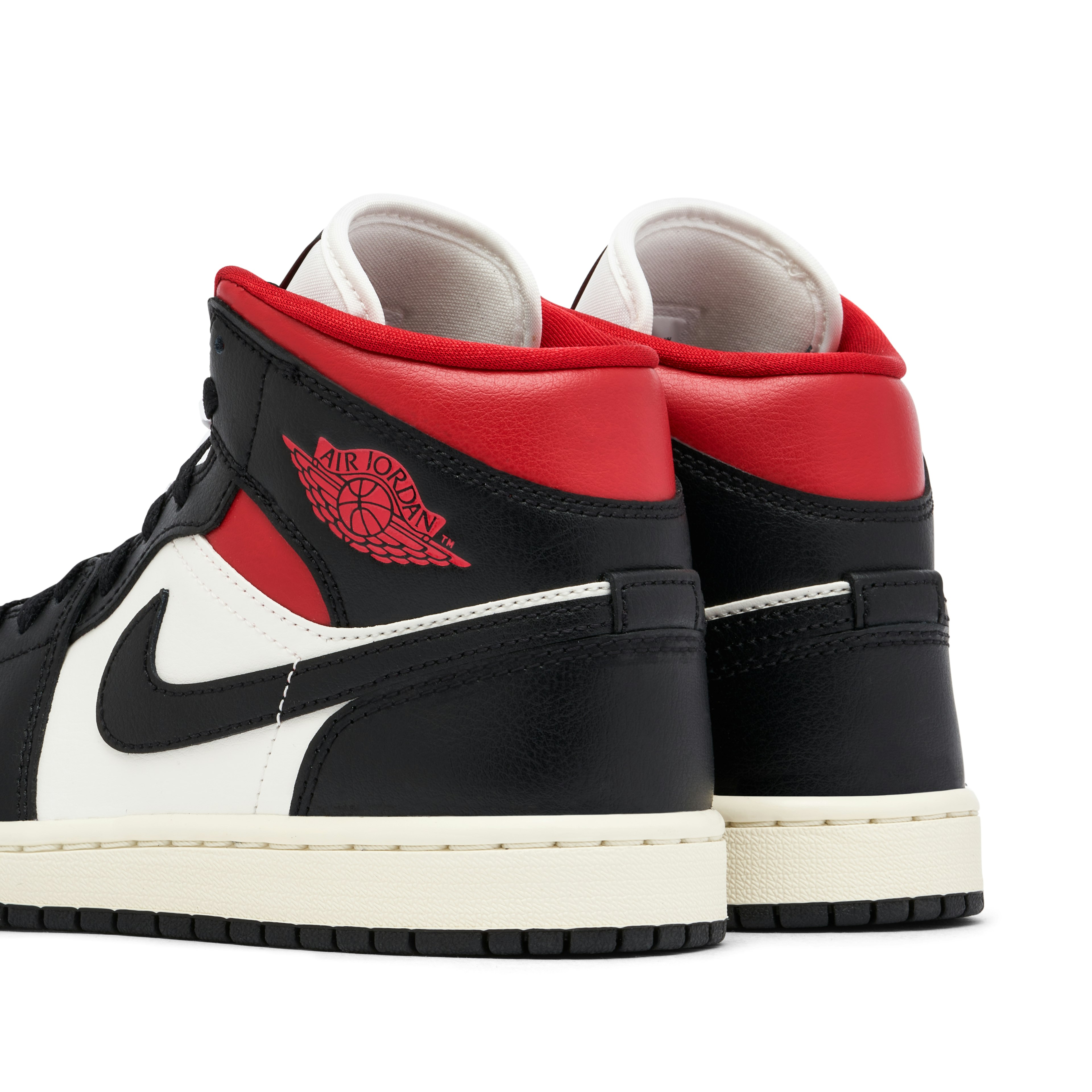 Air Jordan 1 Mid Black White Gym Red Womens