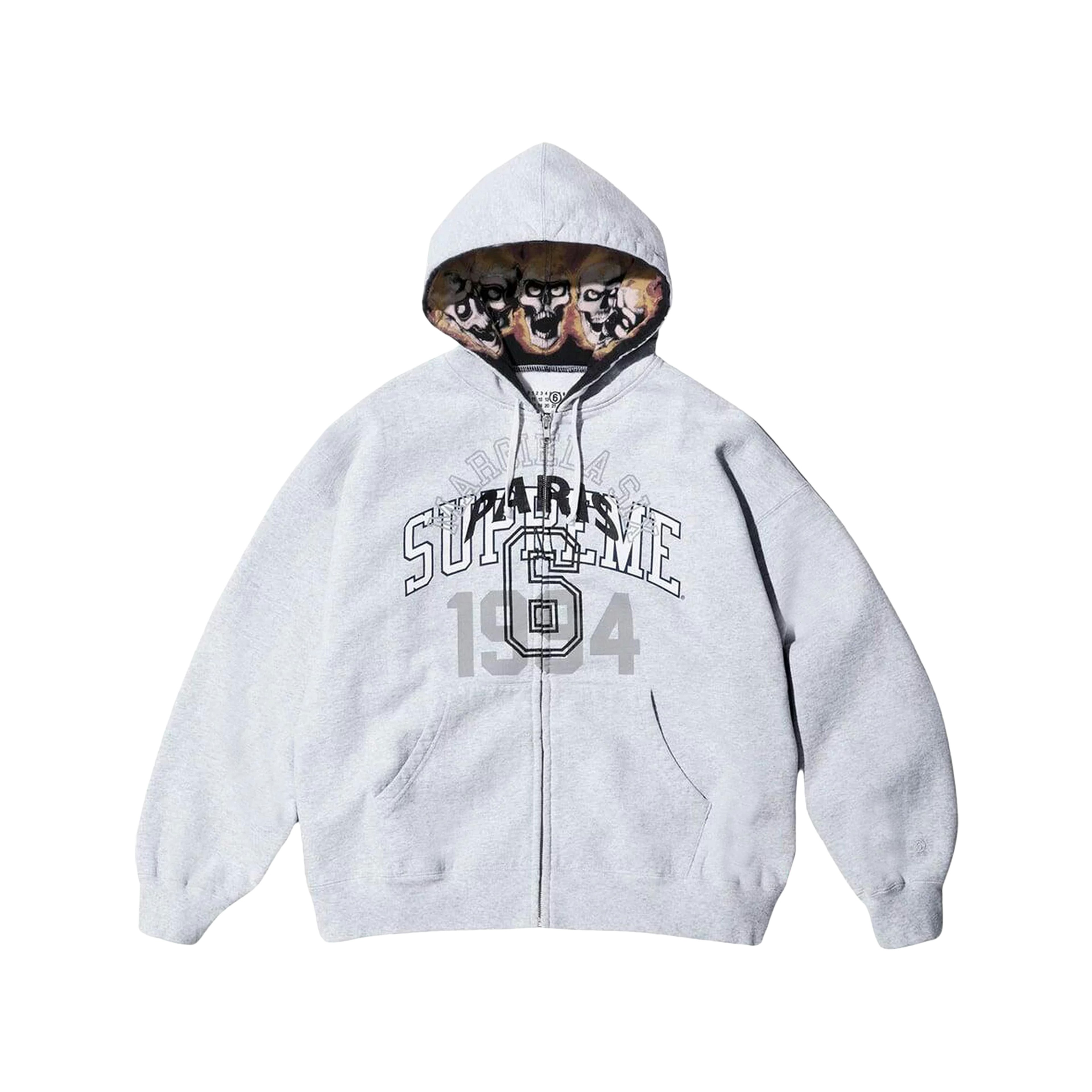 Supreme MM6 Maison Margiela Zip Up Hooded Sweatshirt Ash Grey