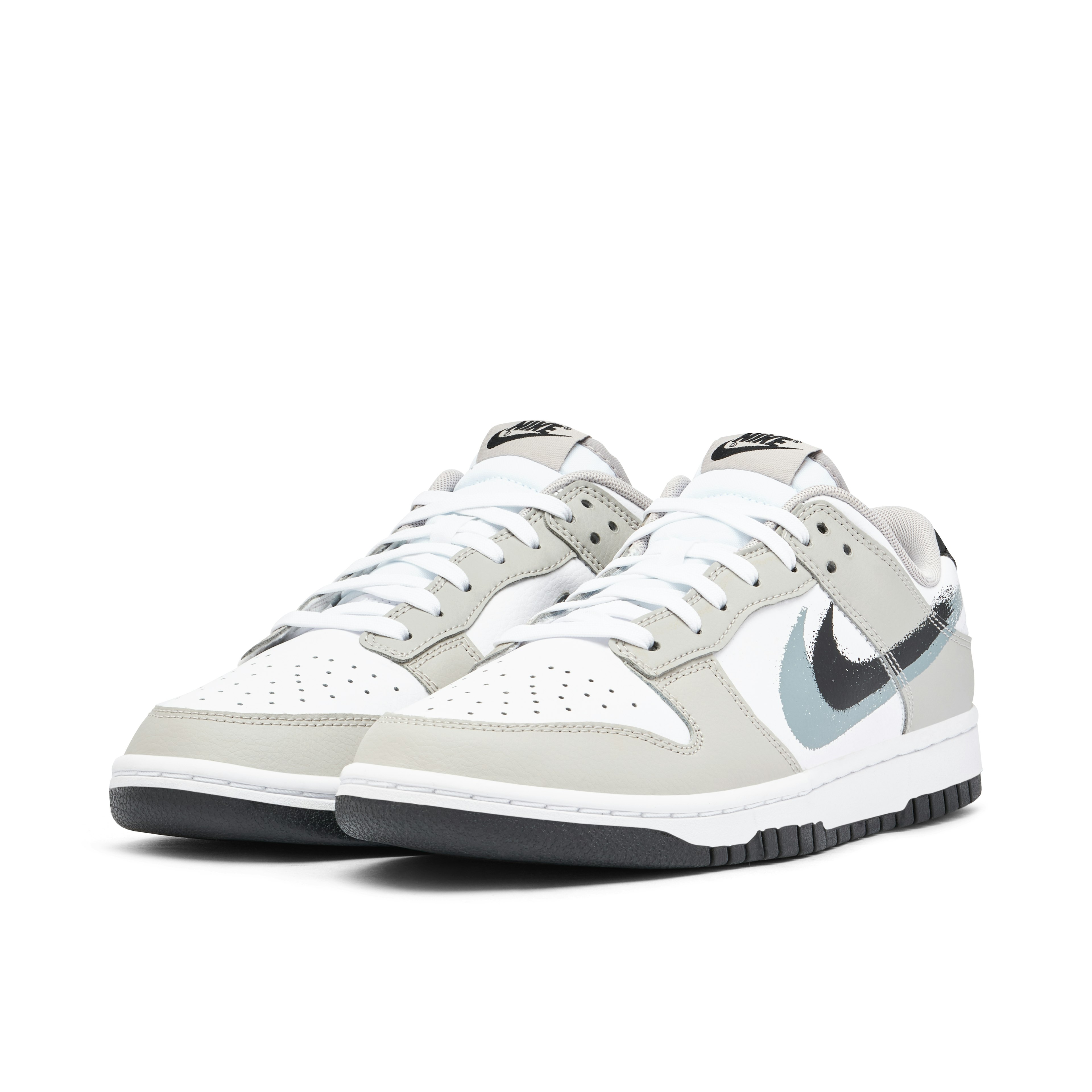 Nike Dunk Low Spray Paint Swoosh Grey White