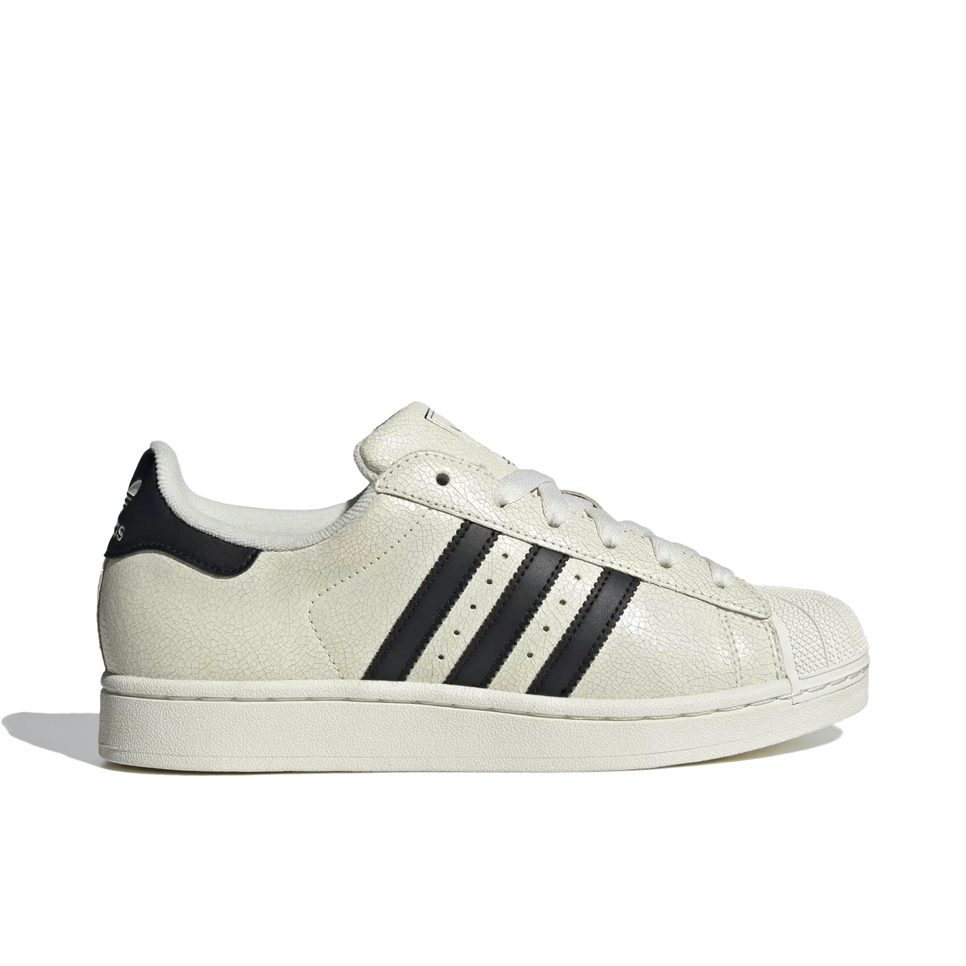Adidas Superstar II Off White Black Cracked Leather Womens