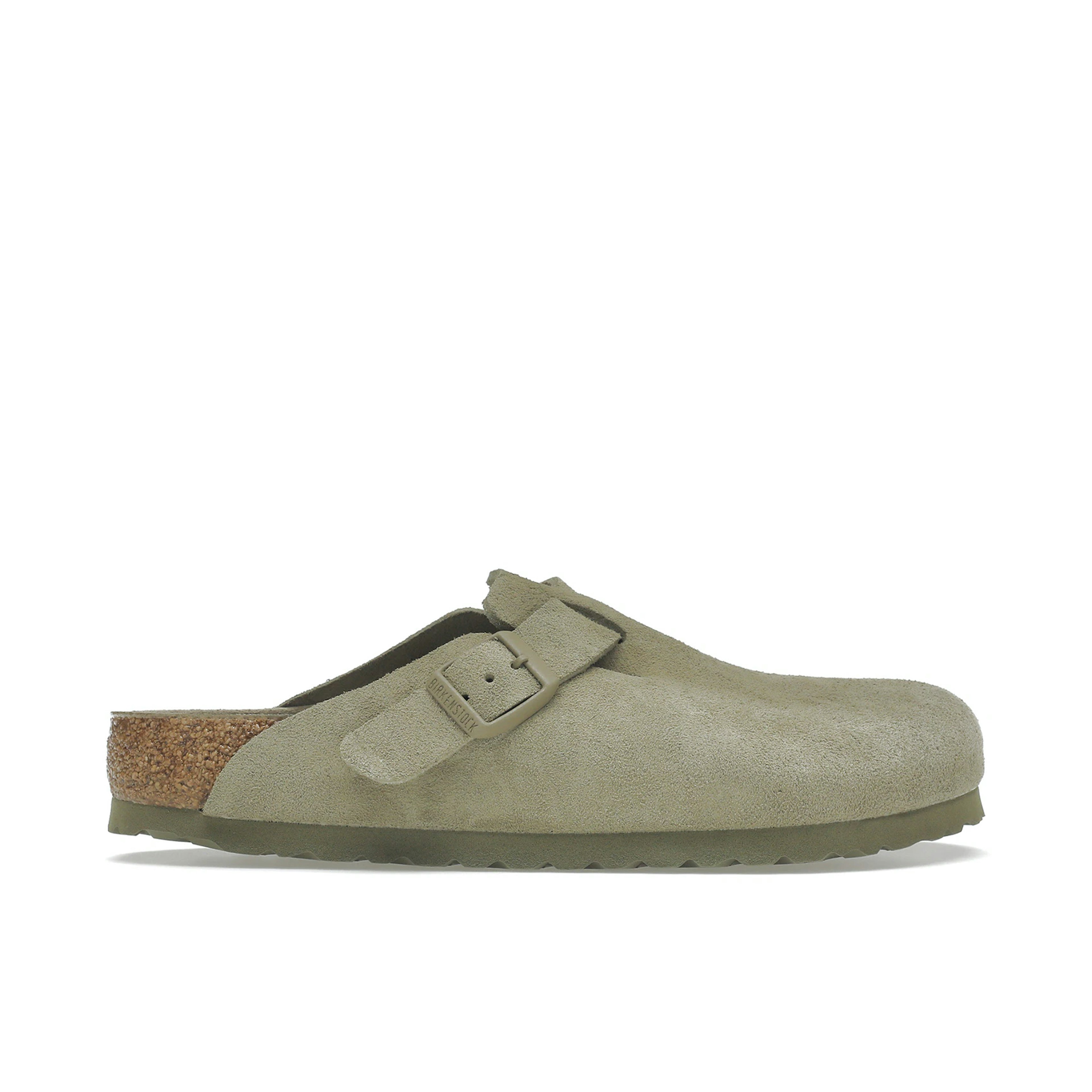 Birkenstock Boston Soft Footbed Suede Faded Khaki (Narrow Fit)