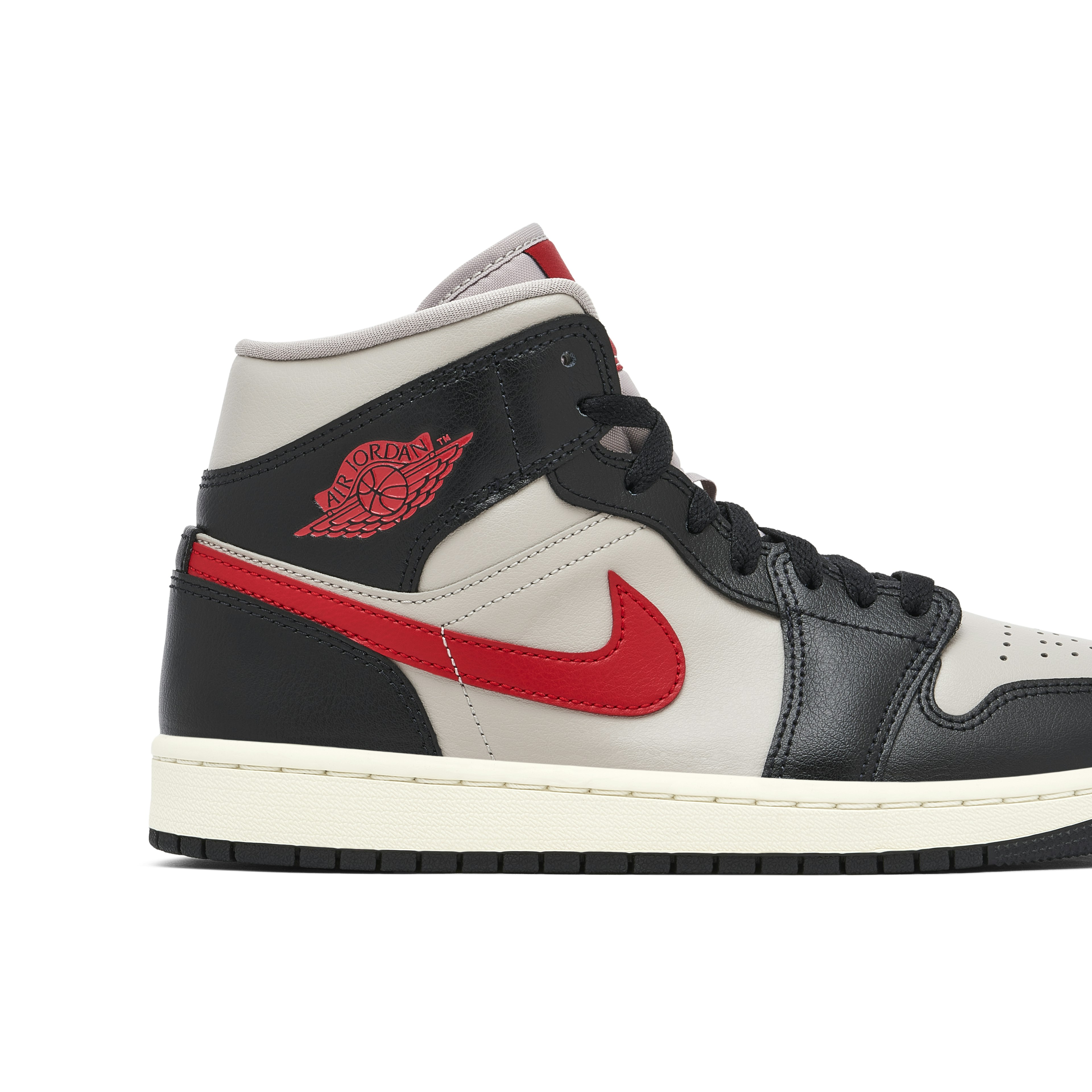 Air Jordan 1 Mid Black College Grey Red Womens | BQ6472-060 | Laced
