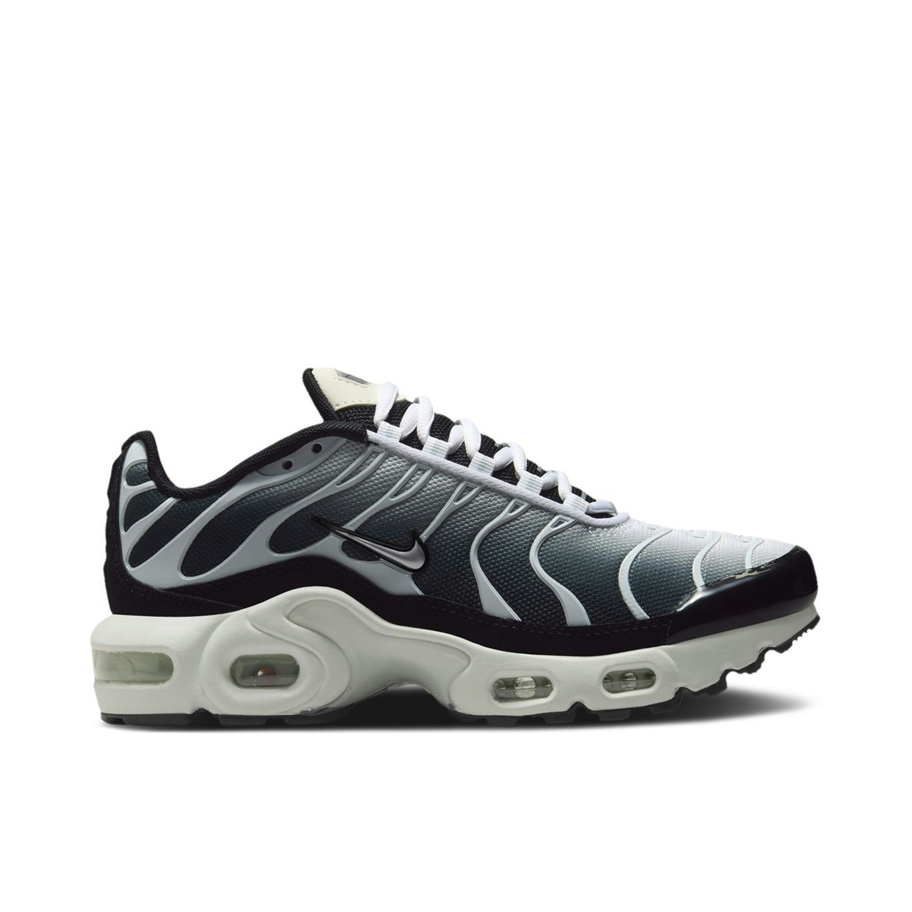 Nike Air Max Plus Black White Sail Metallic Cool Grey GS