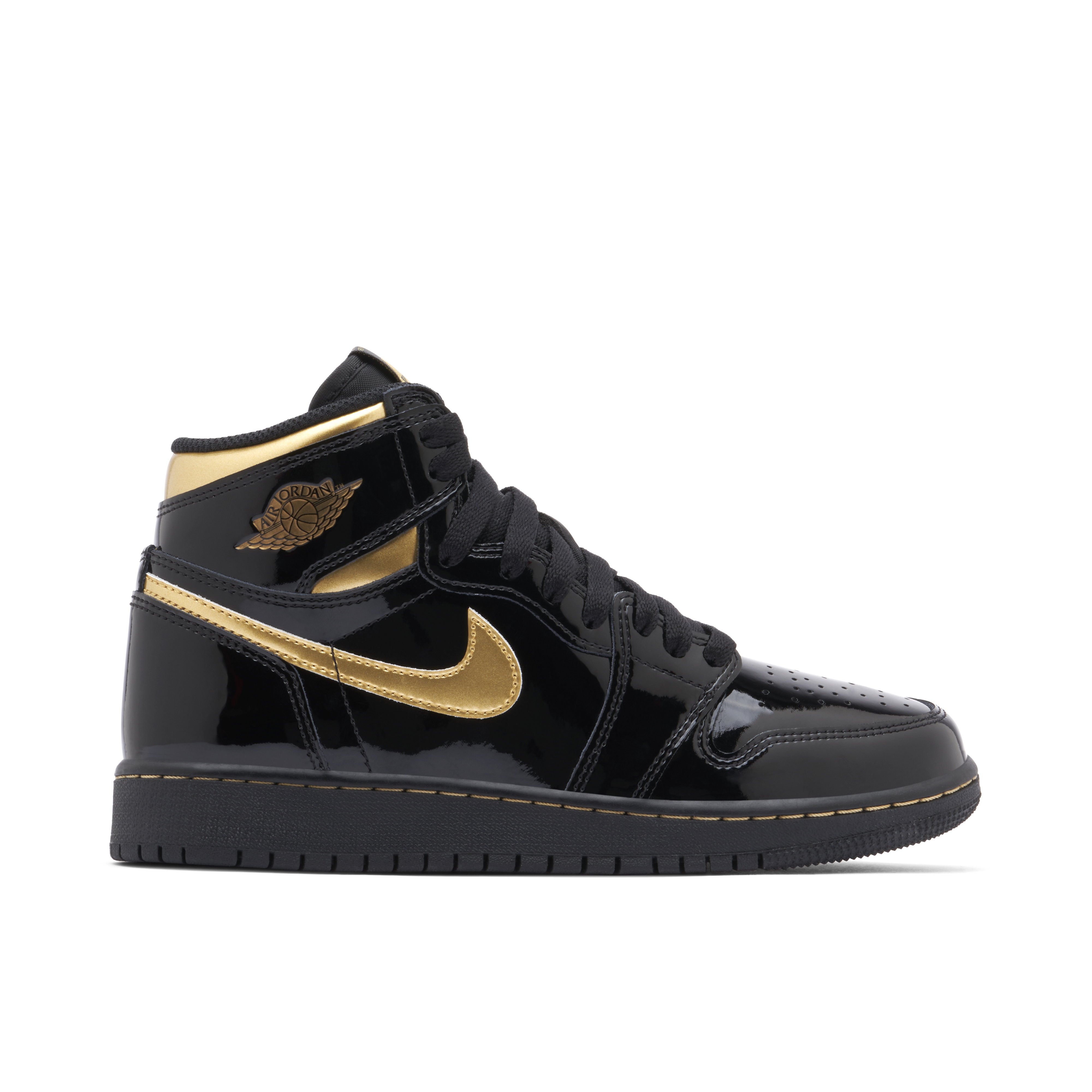 Jordan Flyknit Trainers Mens 11.5 Black Metallic Gold Shoes Sneakers Streetwear Amazon.com | Jordan Youth Air 1 Retro High OG GS 575441 032  main image 3