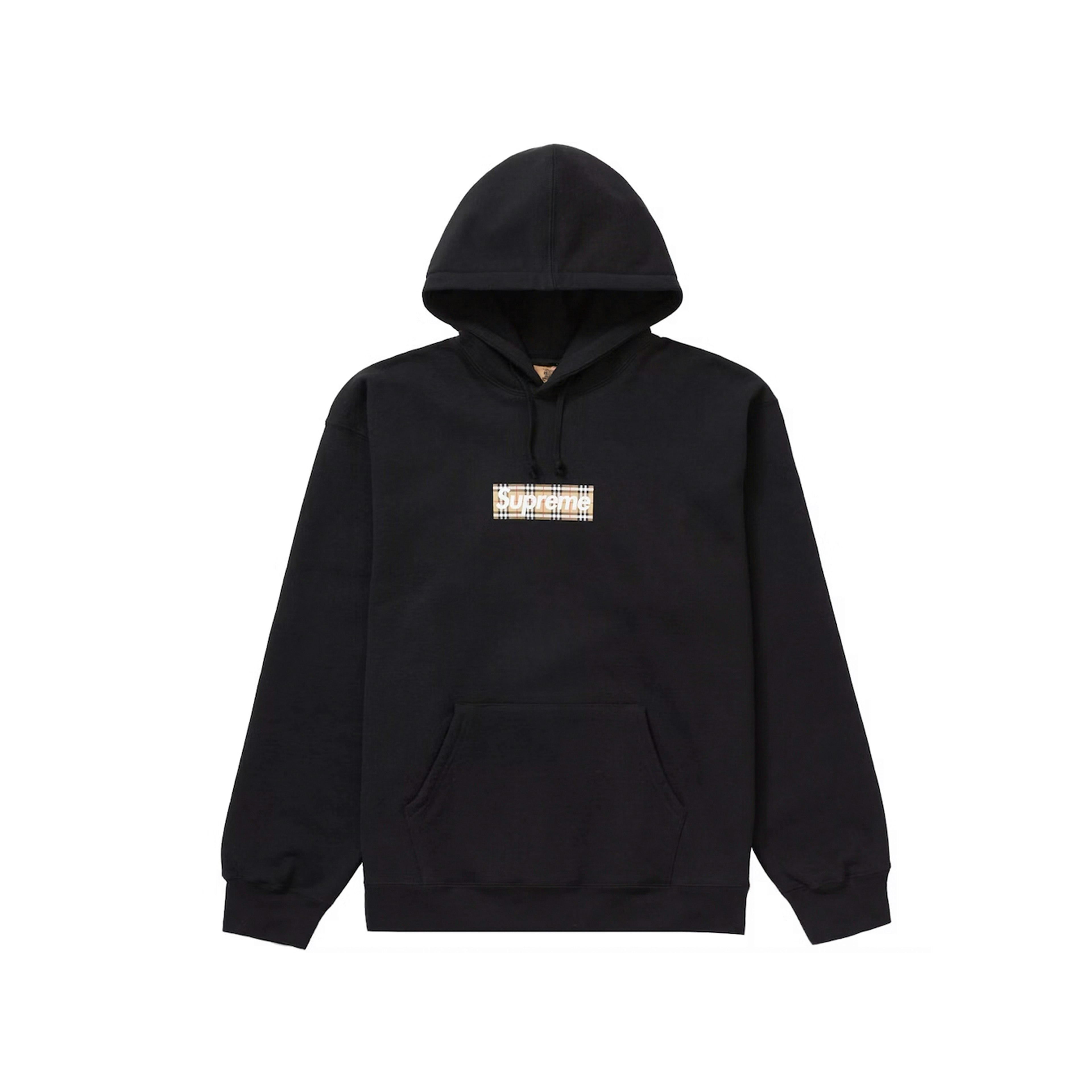 Supreme Burberry Box Logo Hooded Sweatshirt Black