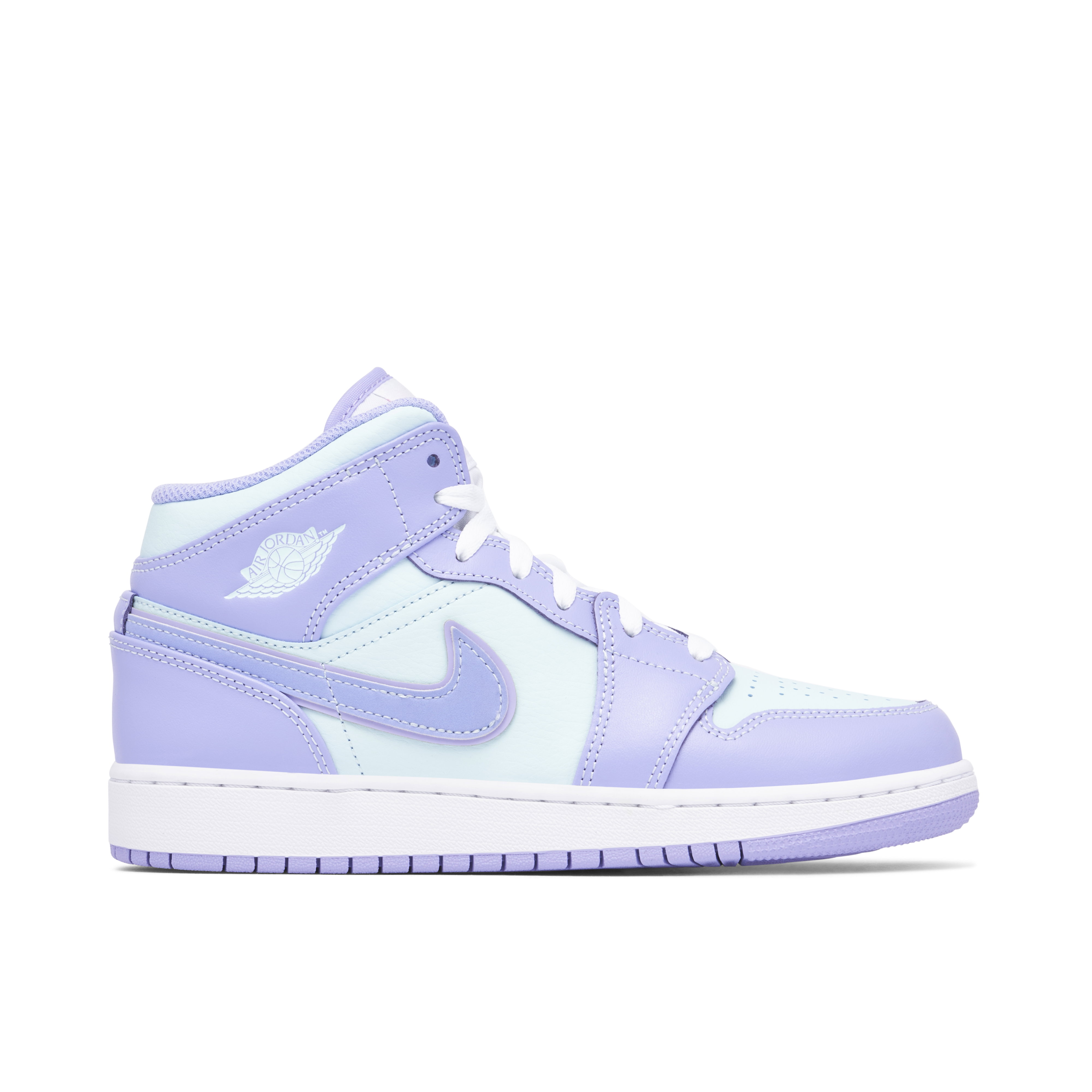 Nike Air Jordan 1 Purple-Aqua Basketball Sneakers Air Jordan 1 Mid GS Purple Aqua | 554725-500 | Laced main image 4