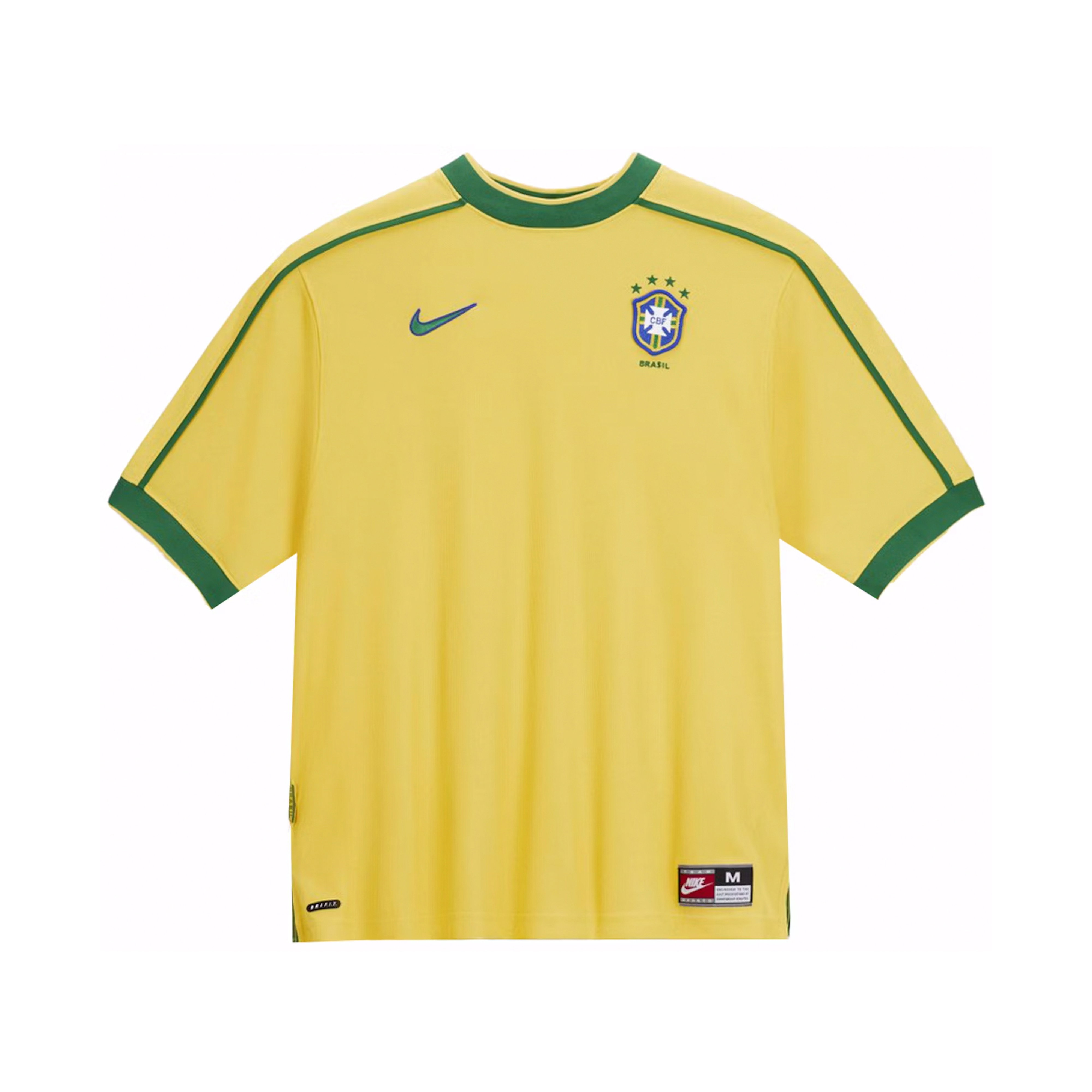Nike Brazil 1998 Reissue Soccer Replica Jersey Varsity Maize/Pine Green ...