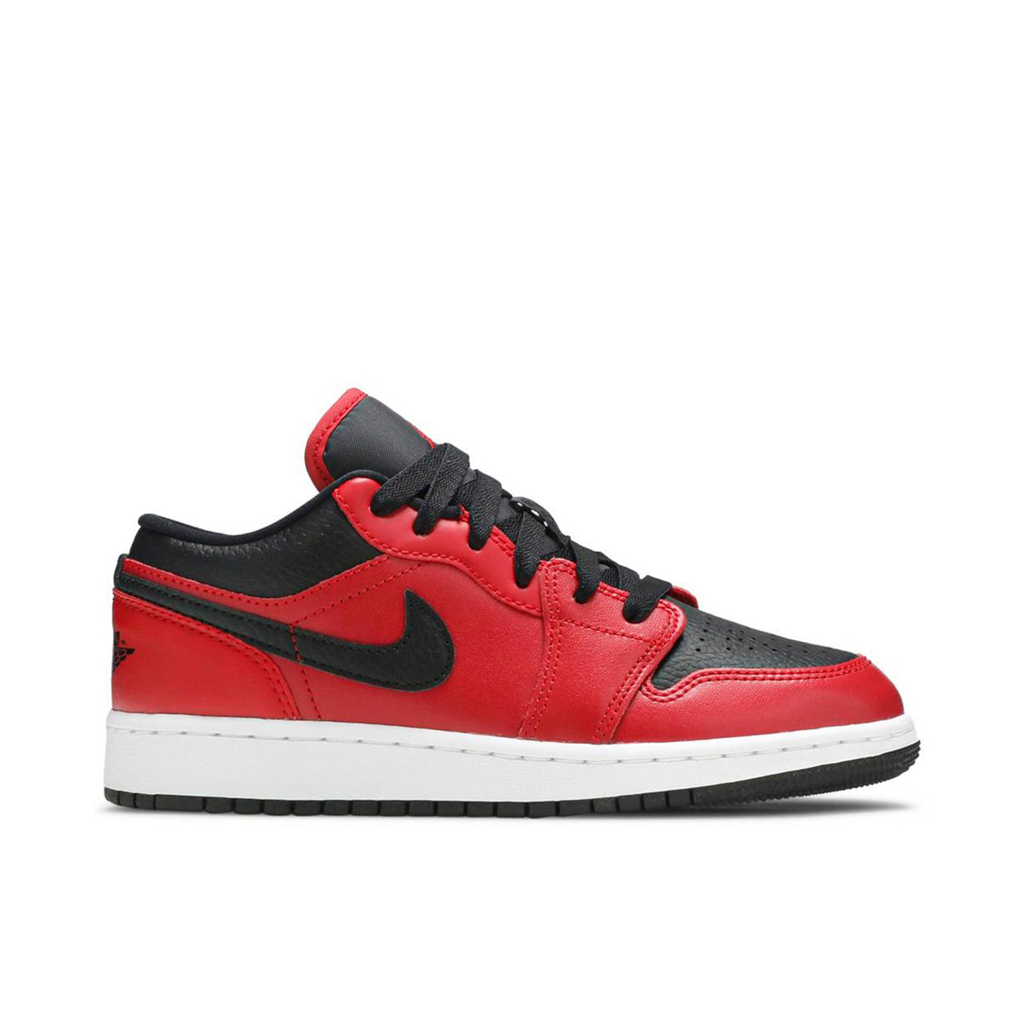 Air Jordan 1 Low Gym Red Black Pebbled GS 553560 605 Laced