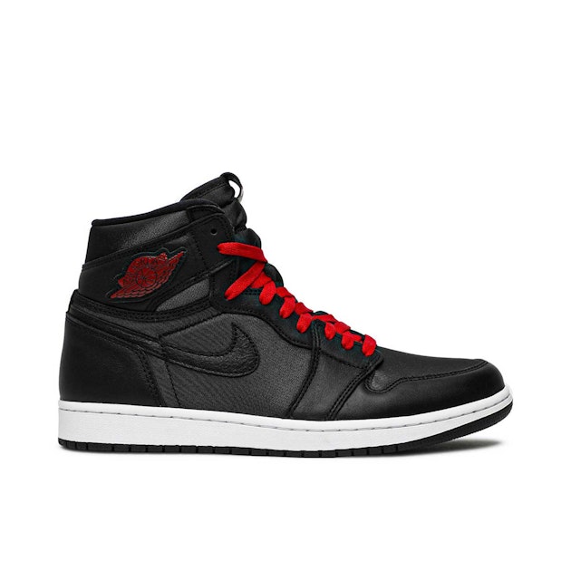 Air Jordan Retro High Black Satin Gym Red 555088-060 Laced