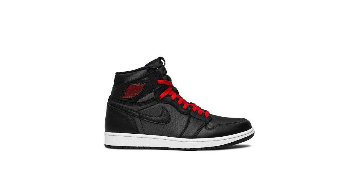 Air Jordan Retro High Black Satin Gym Red 555088-060 Laced