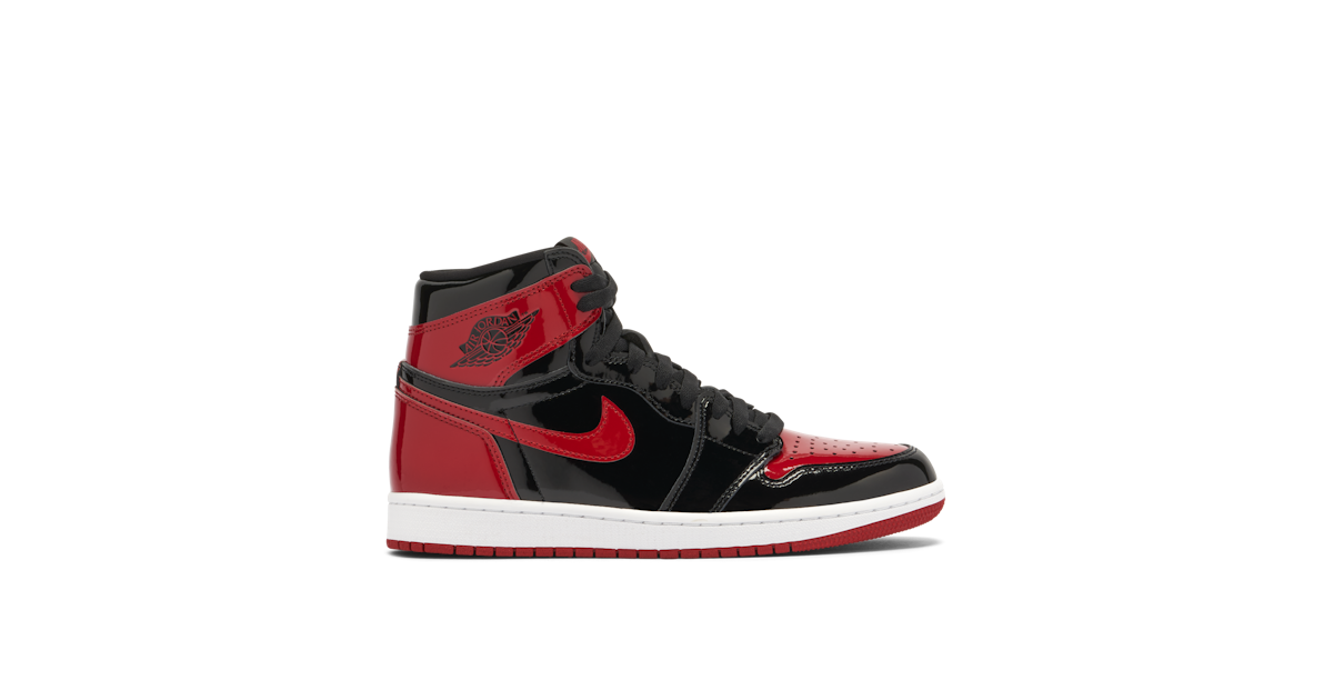Air Jordan High OG Bred Patent 555088-063 Laced - Main Image