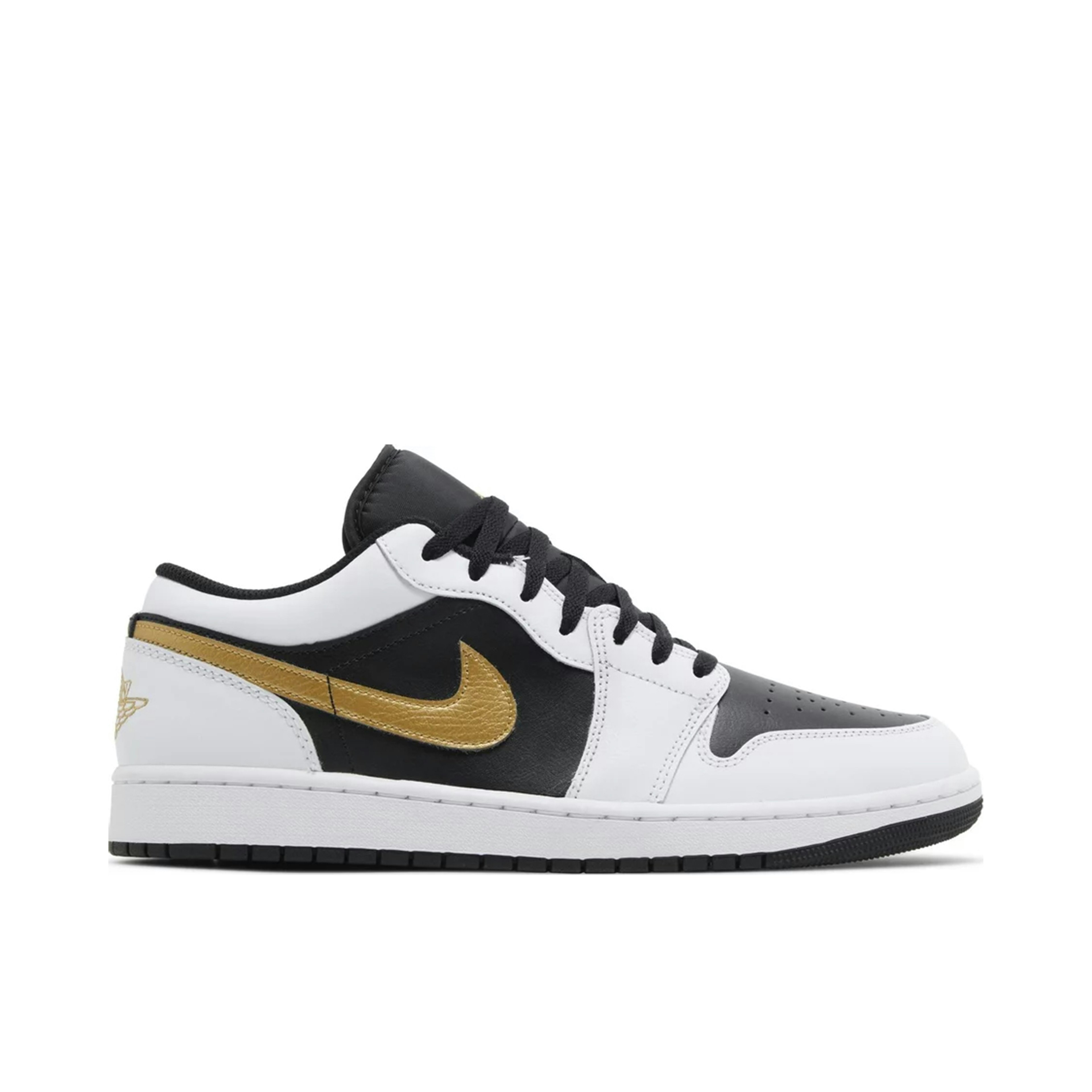 Air Jordan 1 Low White Black Metallic Gold Swoosh