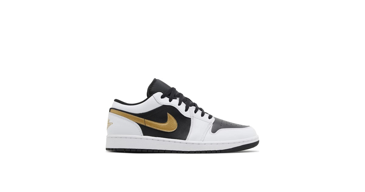 Air Jordan Low White Black Metallic Gold Swoosh 553558-172 Laced