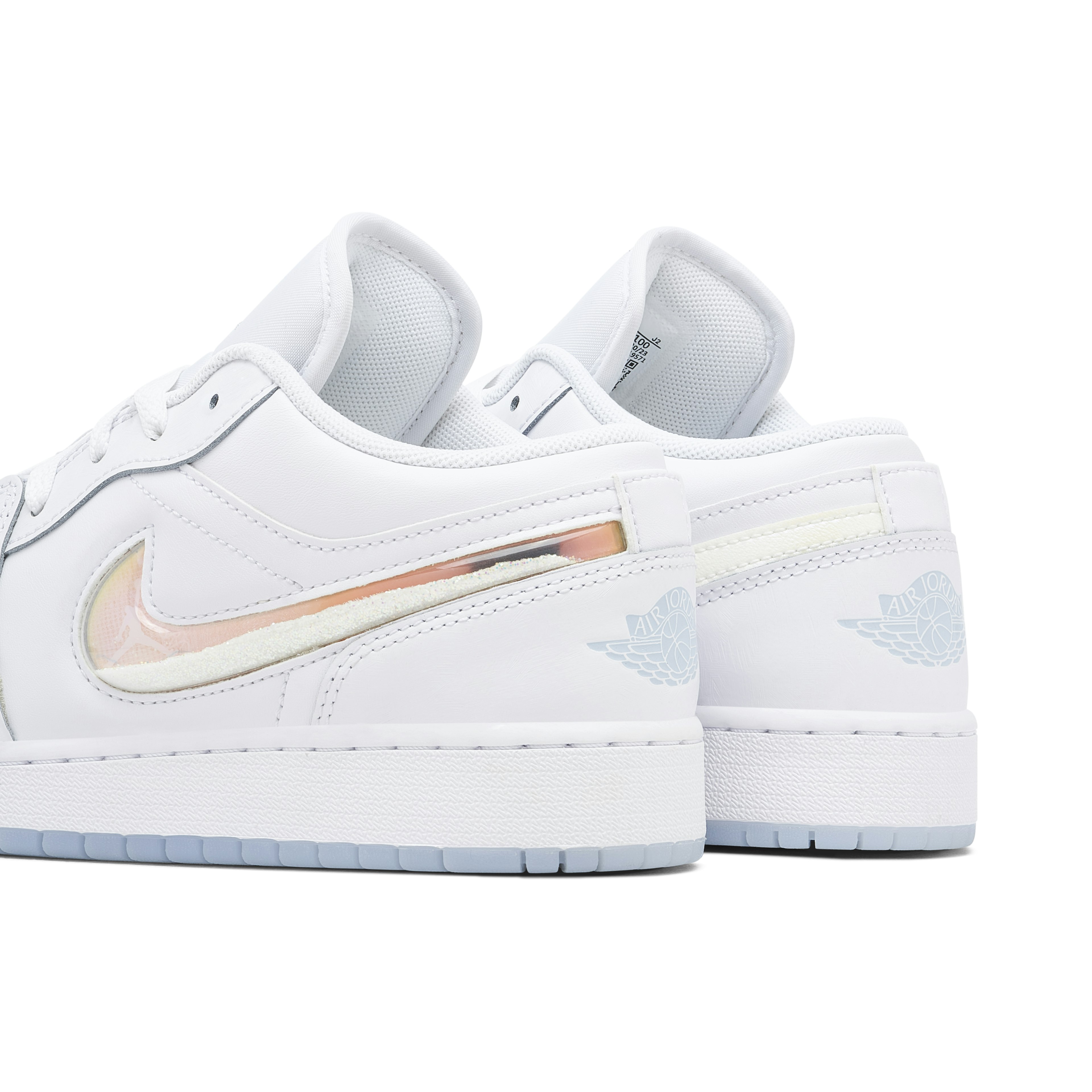 AIr Jordan 1 Low White Iridescent Glitter Swoosh GS
