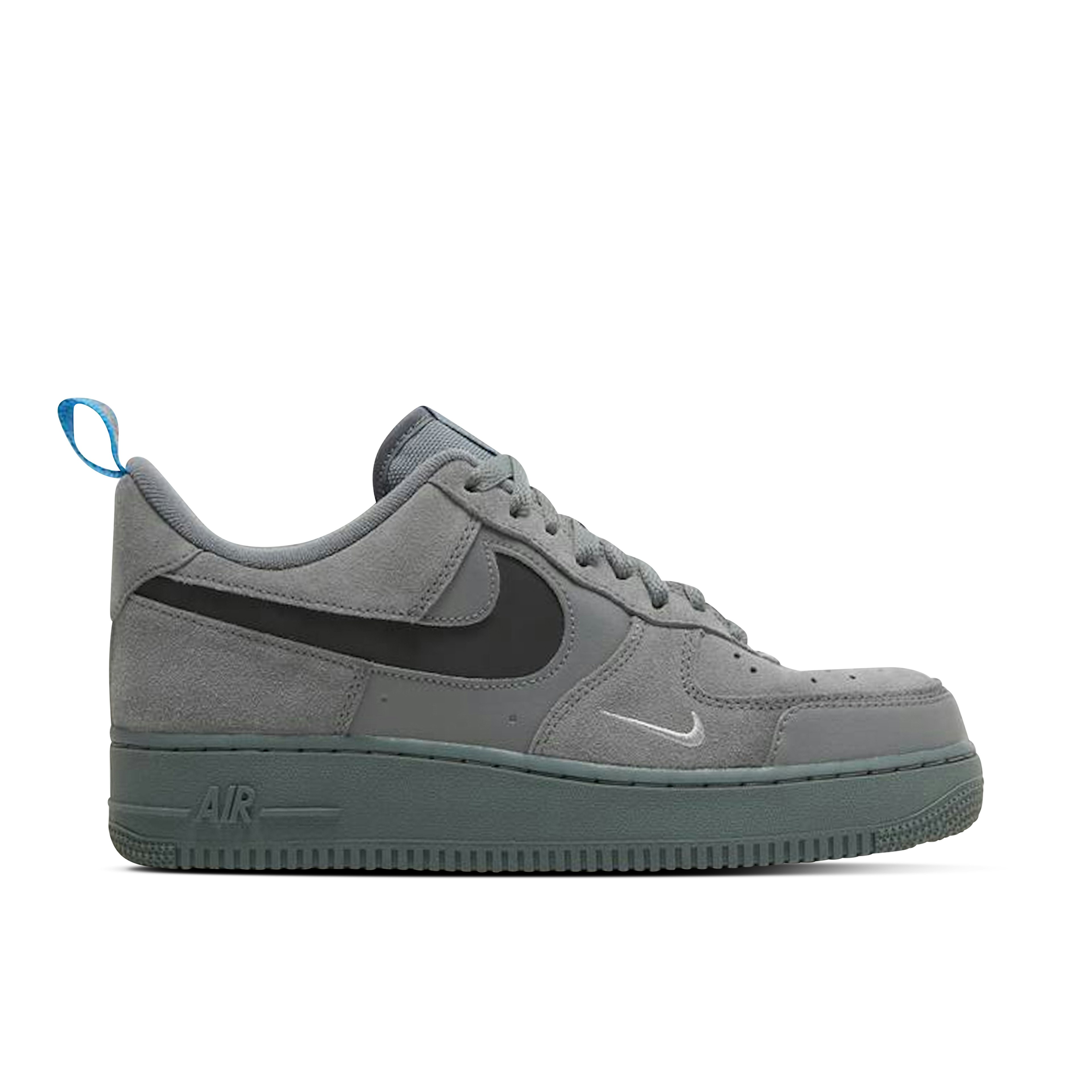 Nike Air Force 1 Low Cut Out Swoosh Grey Black