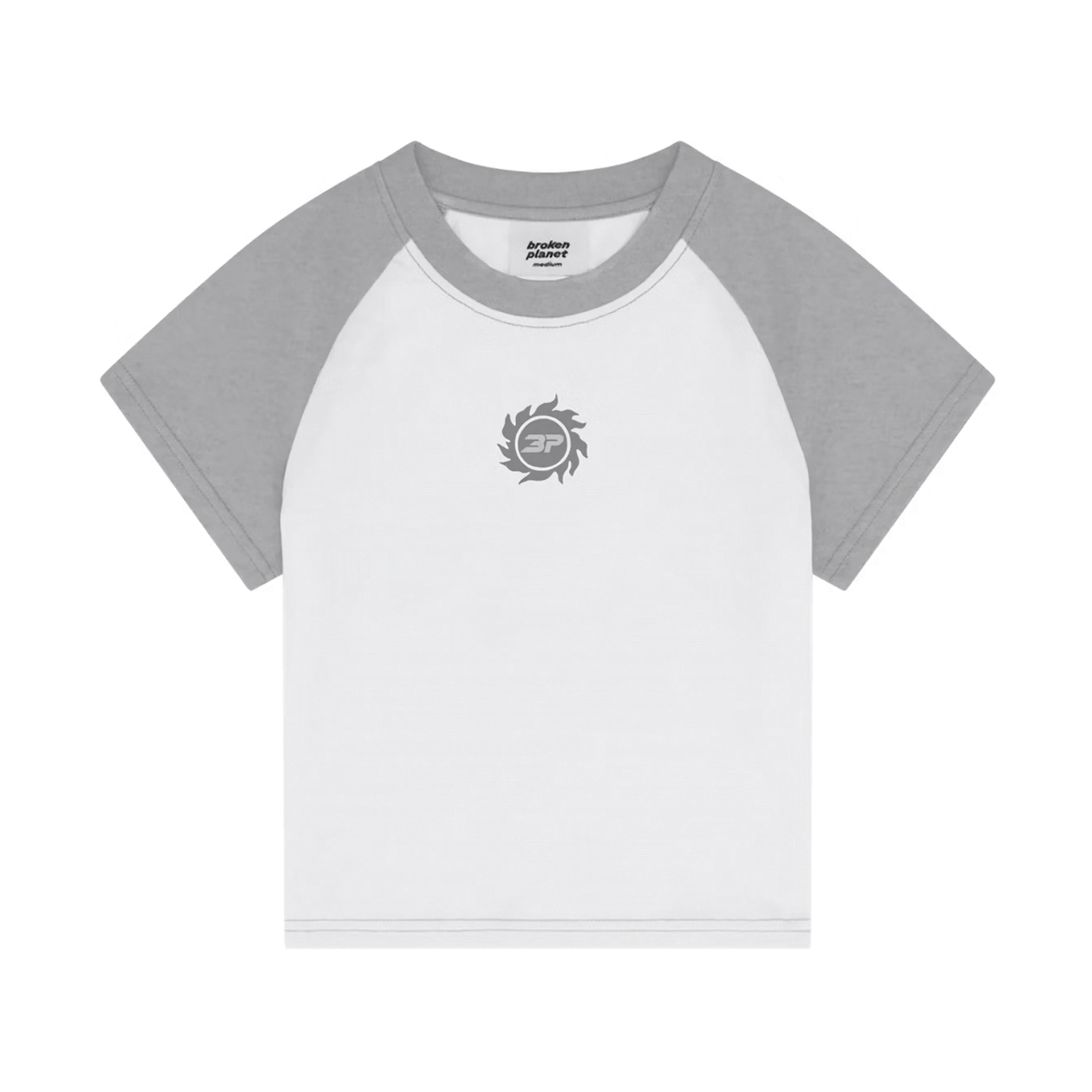 Broken Planet Sun Logo Baby Tee Snow White/Heather Grey