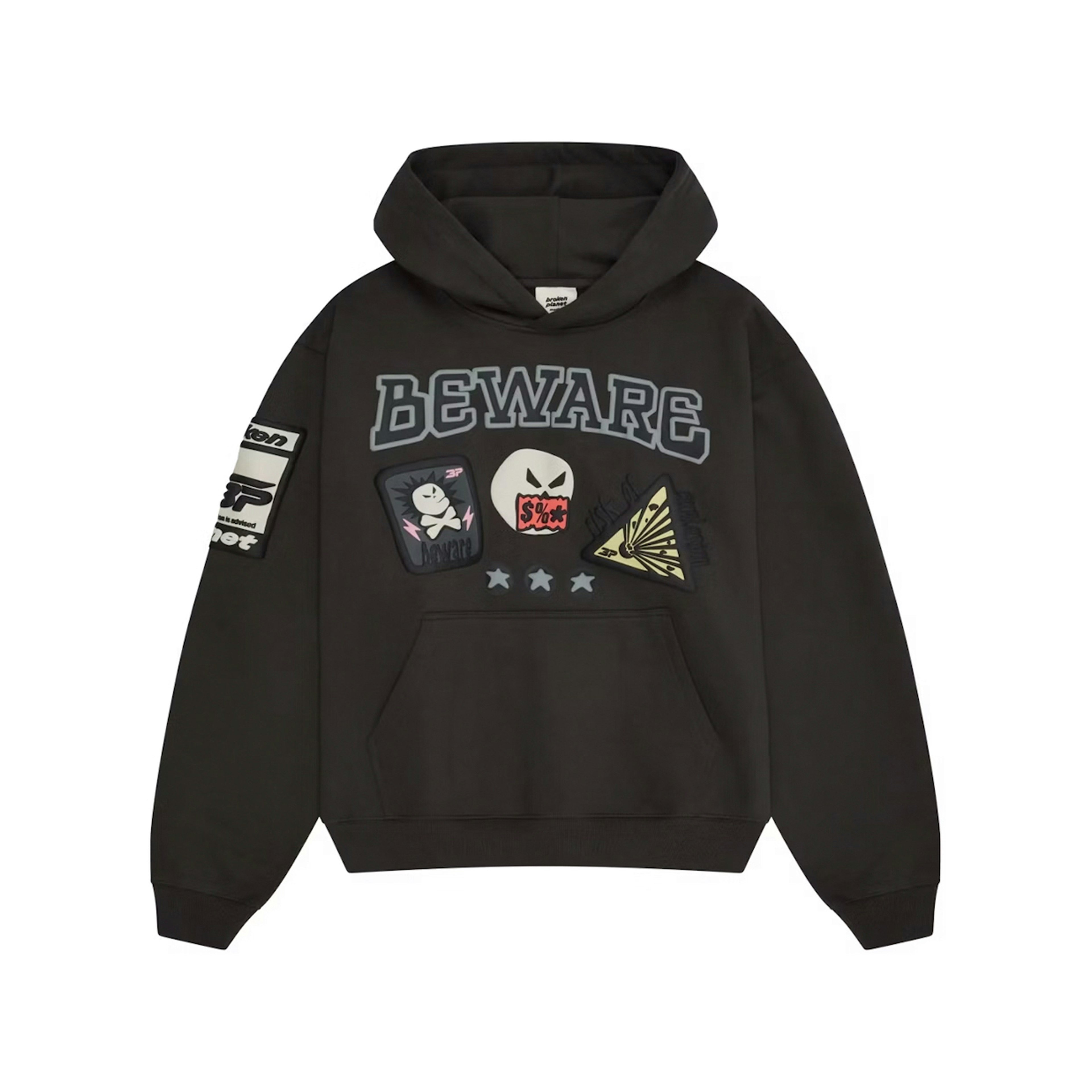 Broken Planet Beware Hoodie Black