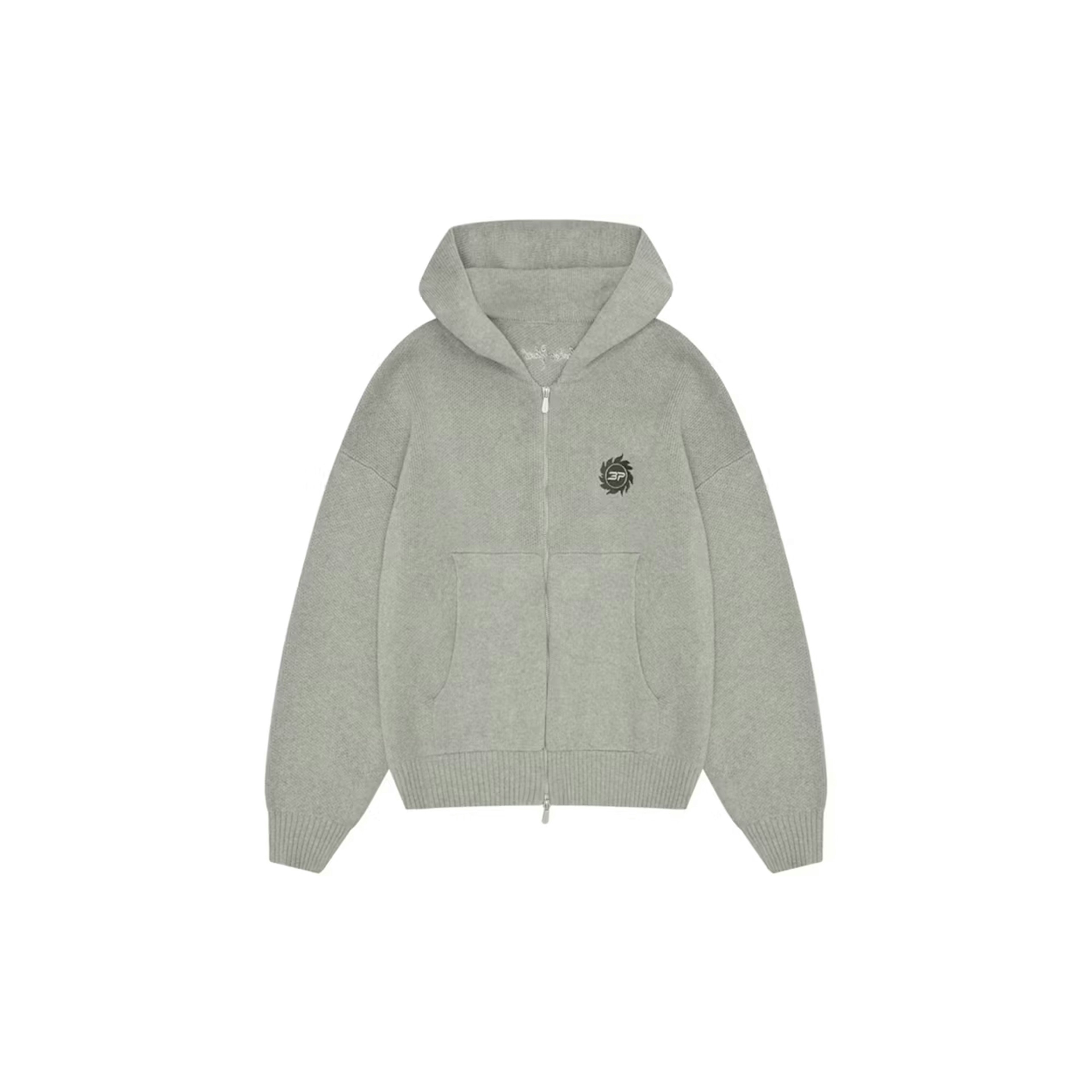Broken Planet Sun Logo Knit Zip-Up Hoodie Heather Grey
