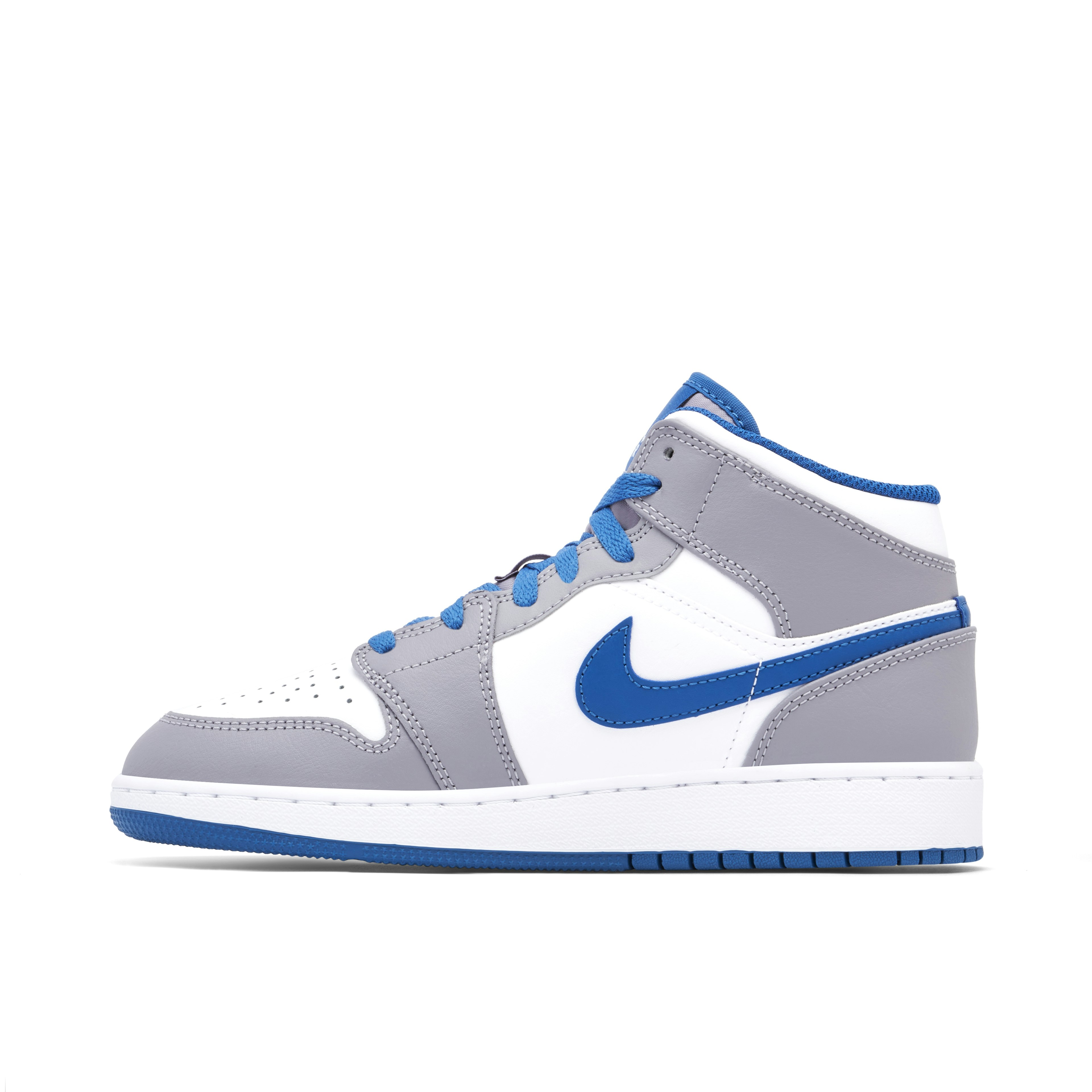 Air Jordan 1 Mid White True Blue Grey GS