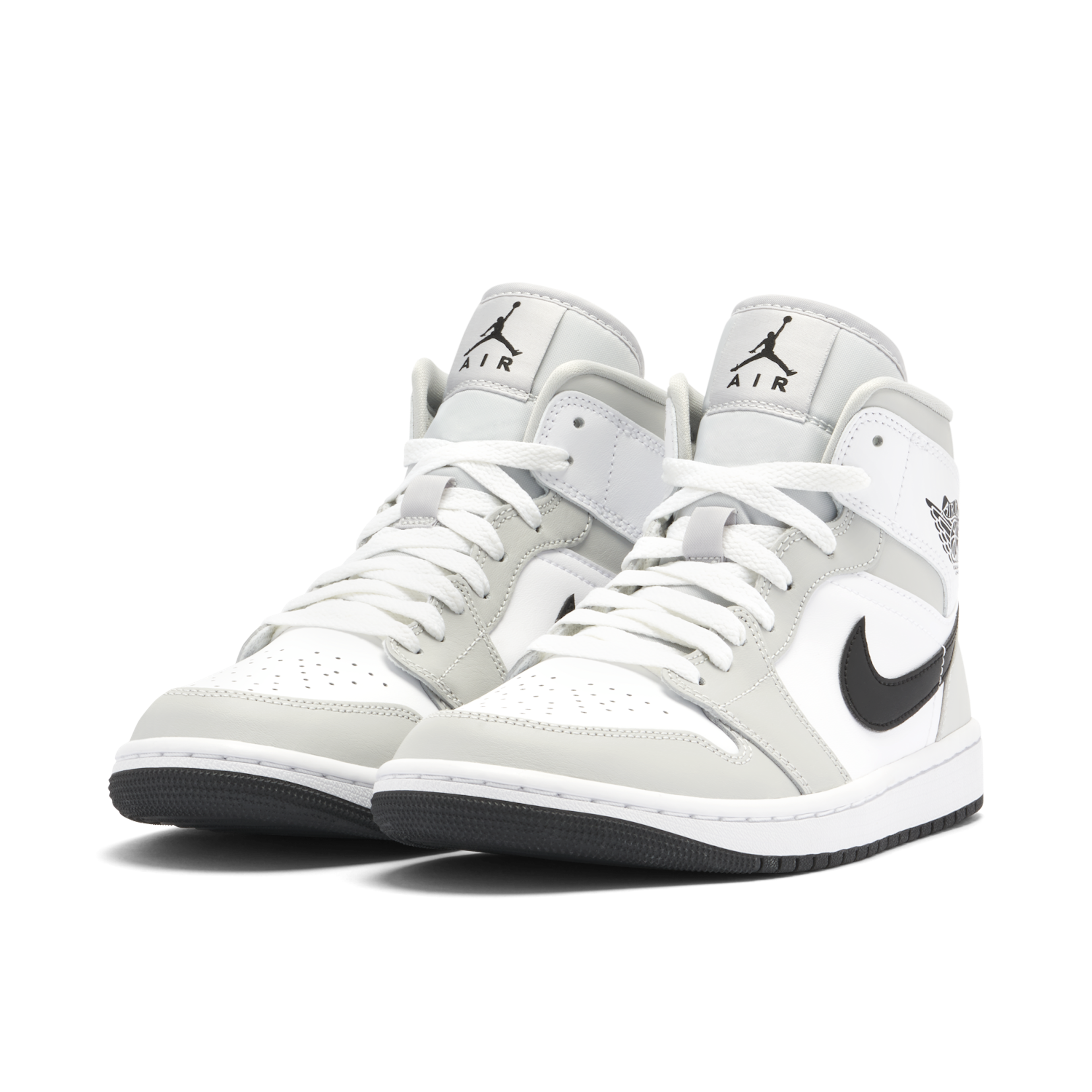 Air Jordan 1 Mid Light Smoke Grey Womens BQ6472 015 Laced