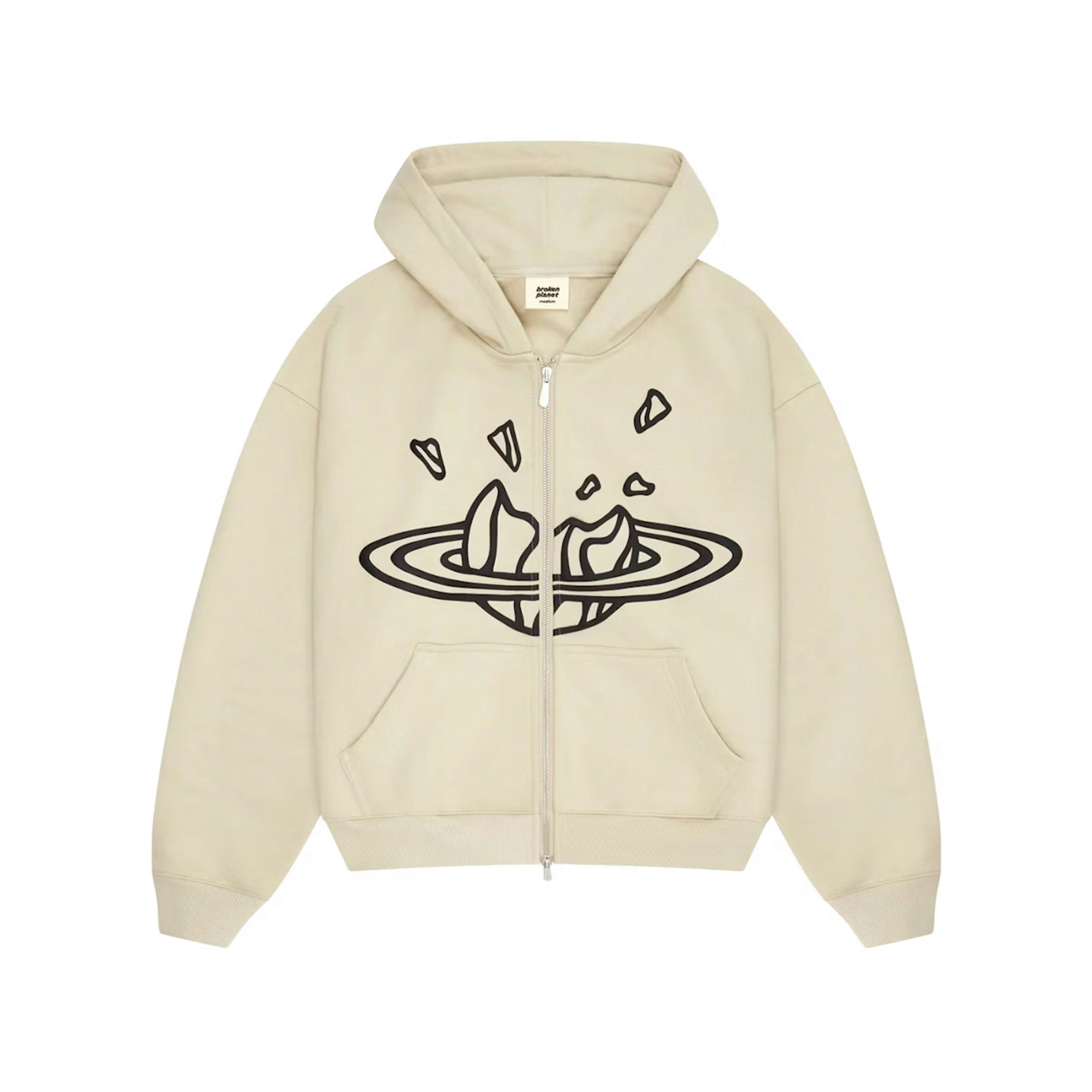 Broken Planet Zip Up Hoodie Bone White