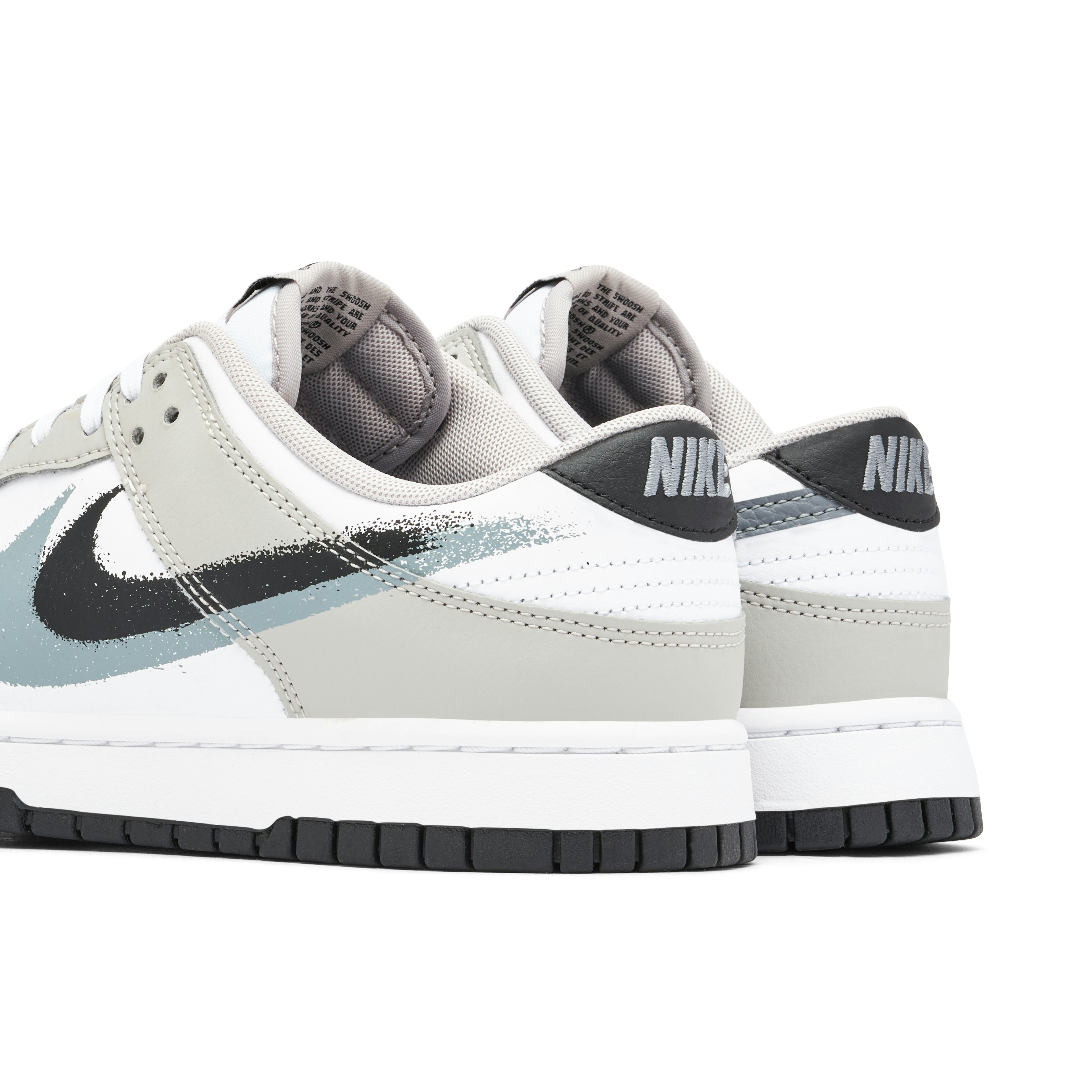 Nike Dunk Low Spray Paint Swoosh Grey White