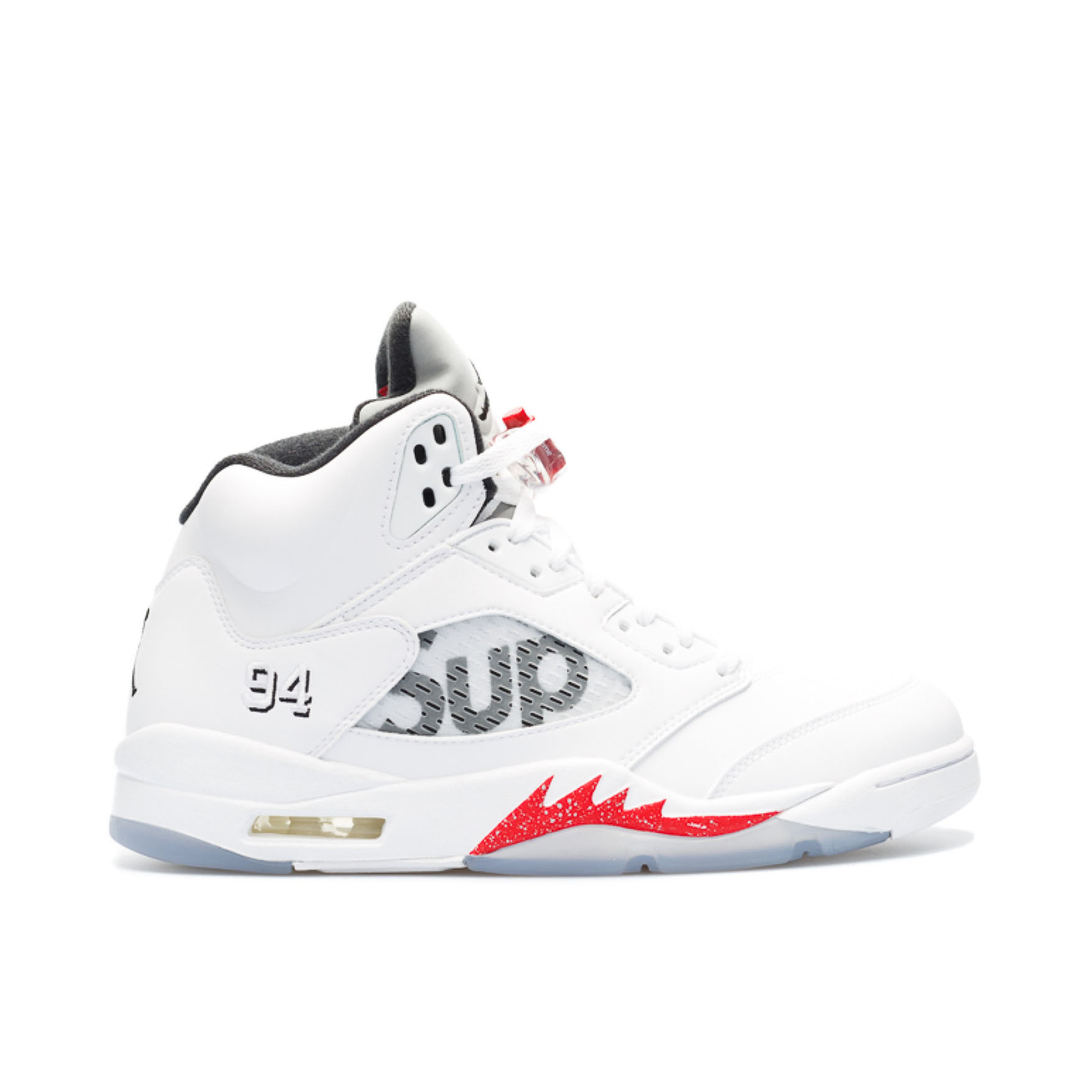 Air Jordan 5 Retro White x Supreme 824371 101 Laced