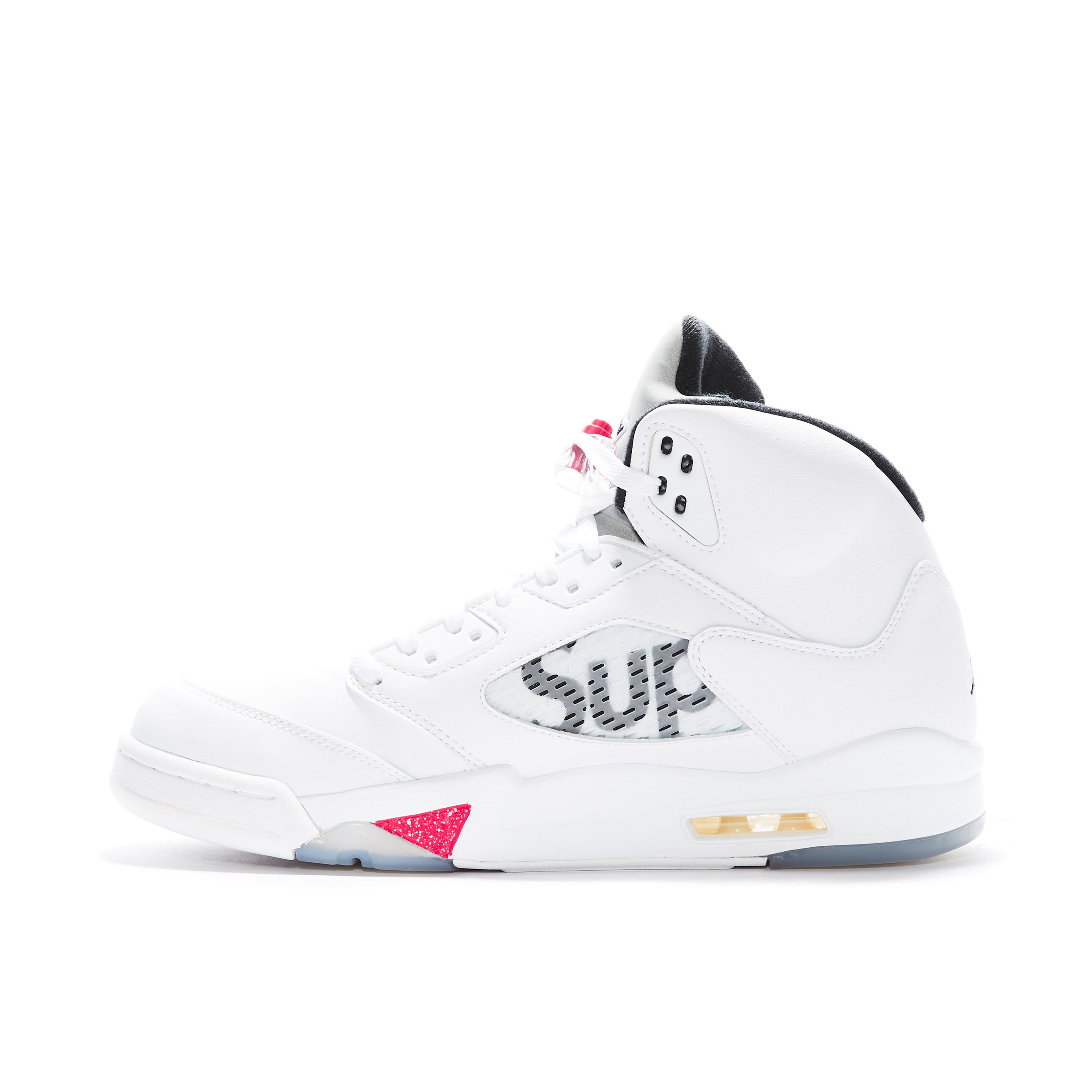 Air Jordan 5 Retro White x Supreme 824371 101 Laced