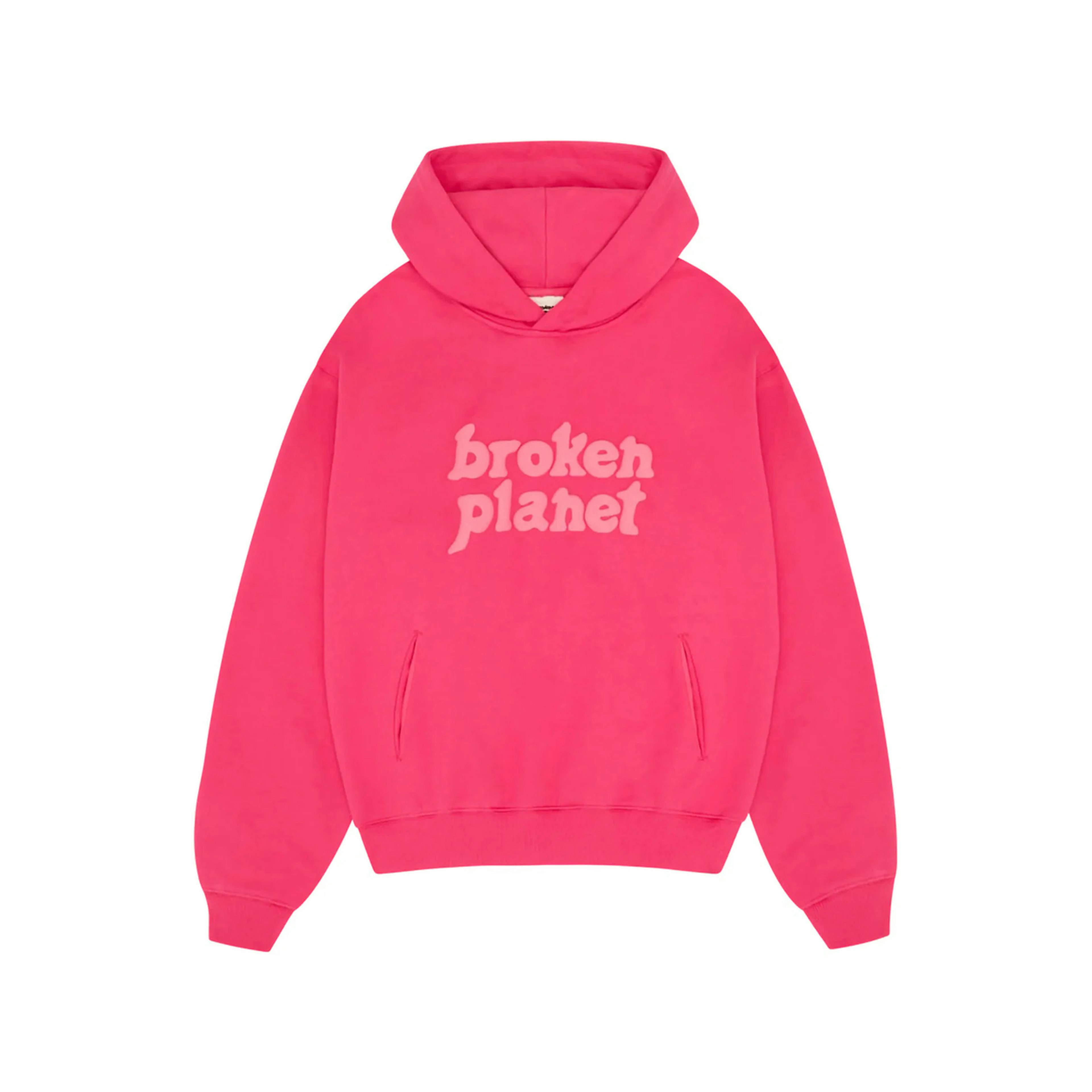 Broken Planet Monochrome Hoodie Fuchsia Pink