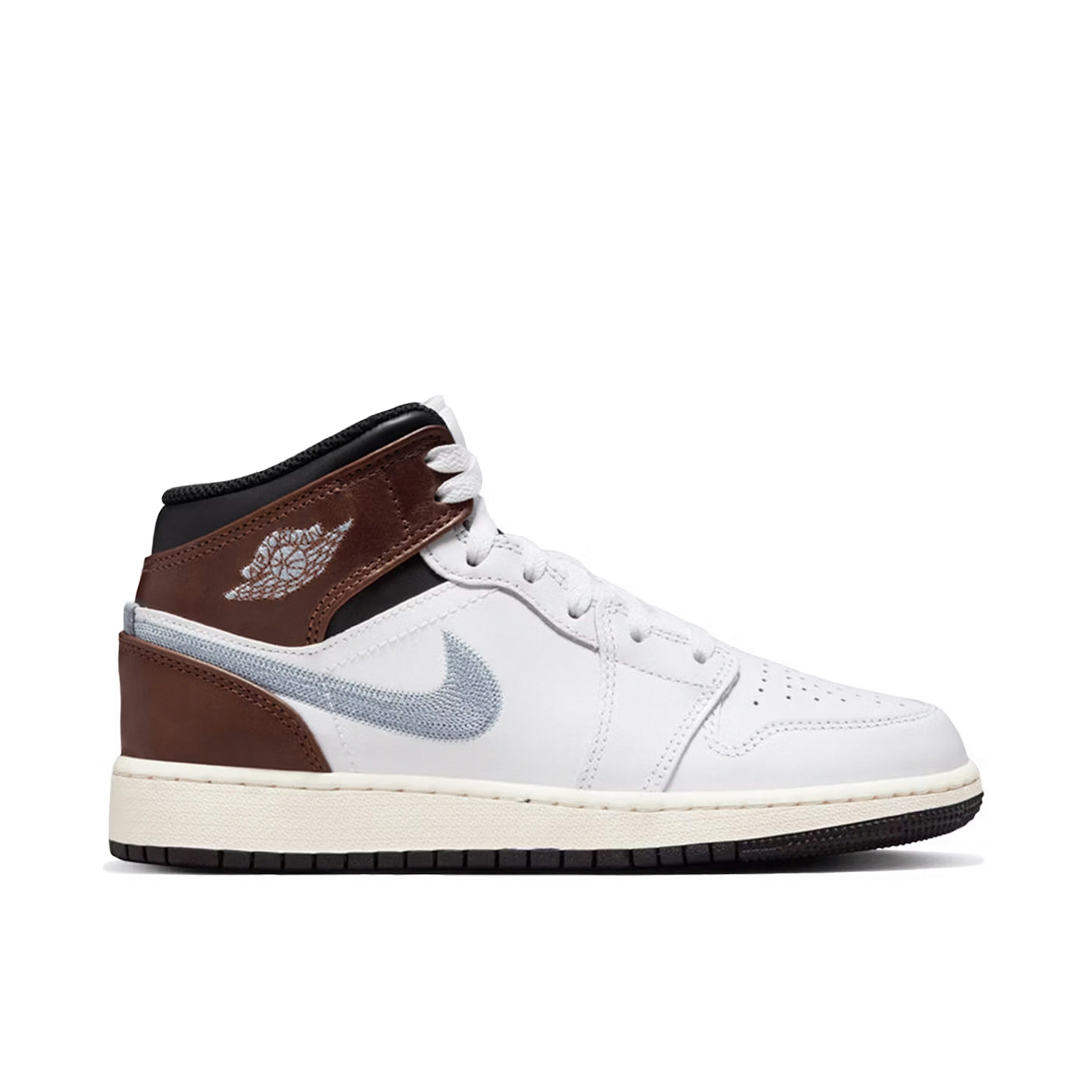 Air Jordan 1 Mid SE White Brown Blue Grey GS