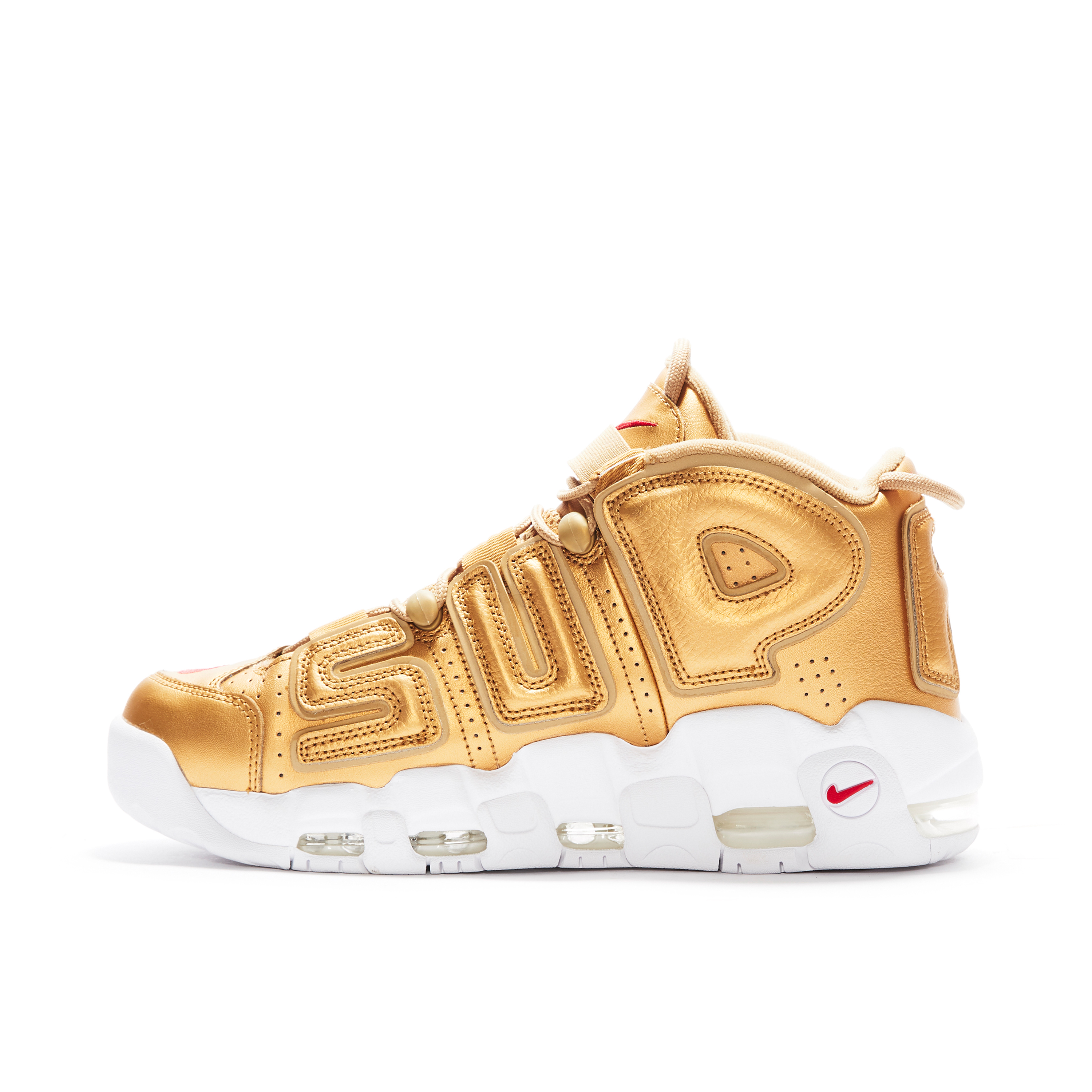 Air More Uptempo x Supreme Metallic Gold 902290 700 Laced