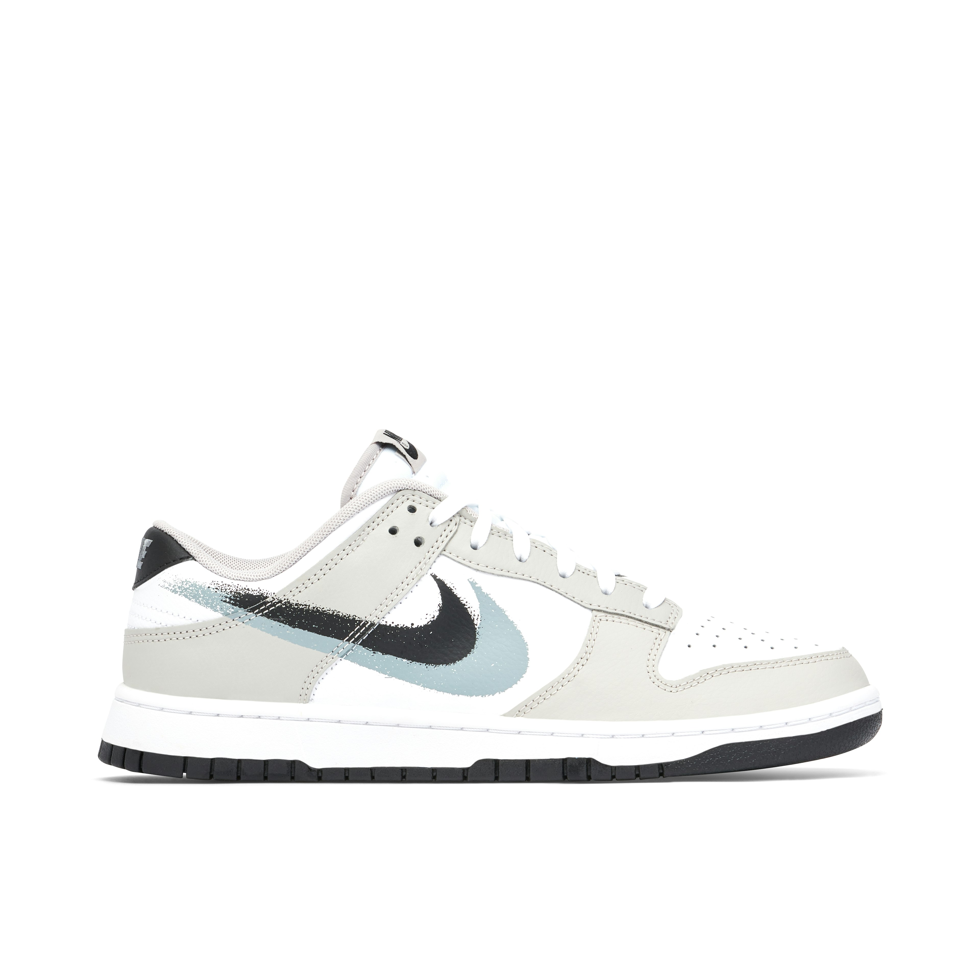 Nike Dunk Low Spray Paint Swoosh Grey White