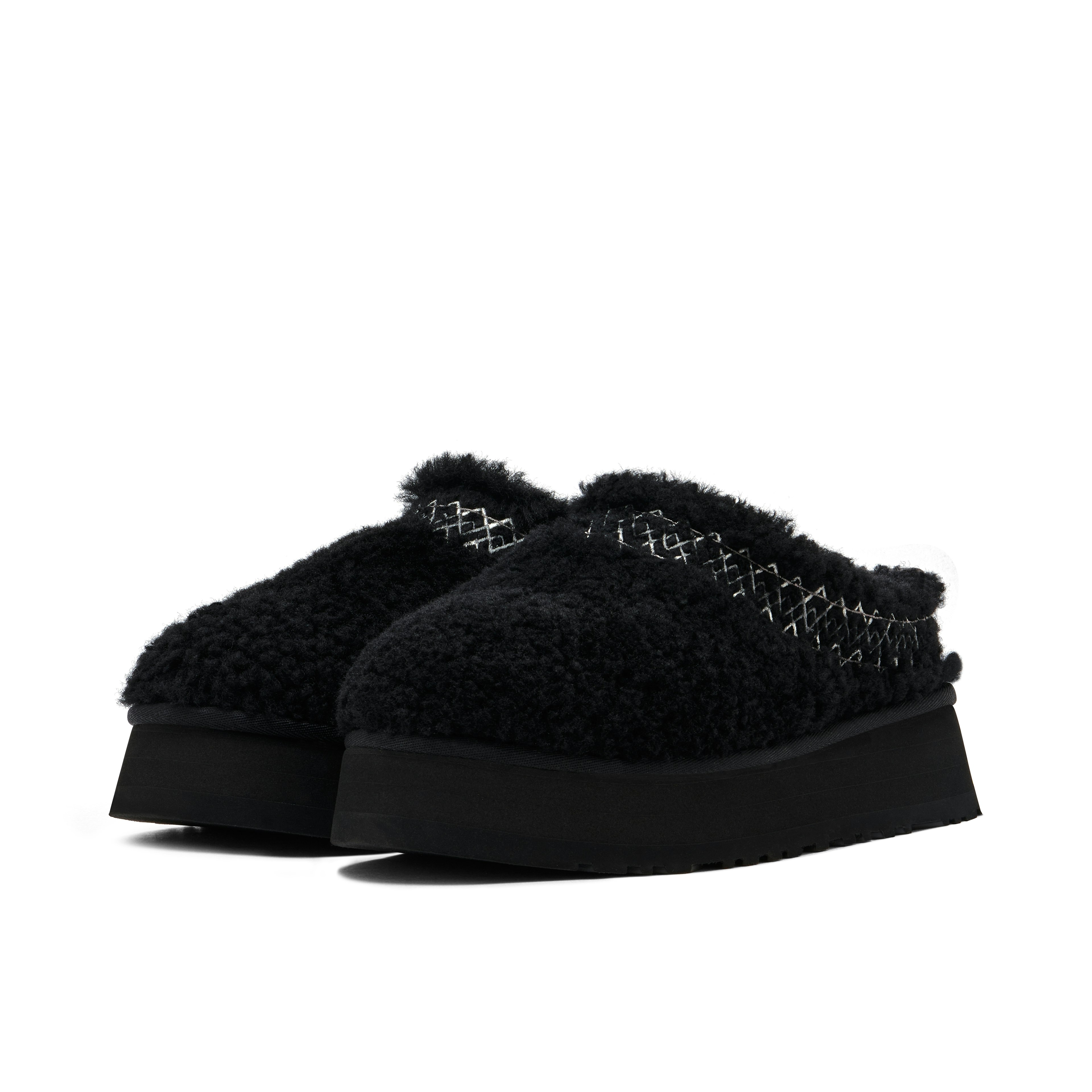 UGG TAZZ SLIPPER HERITAGE BRAID BLACK