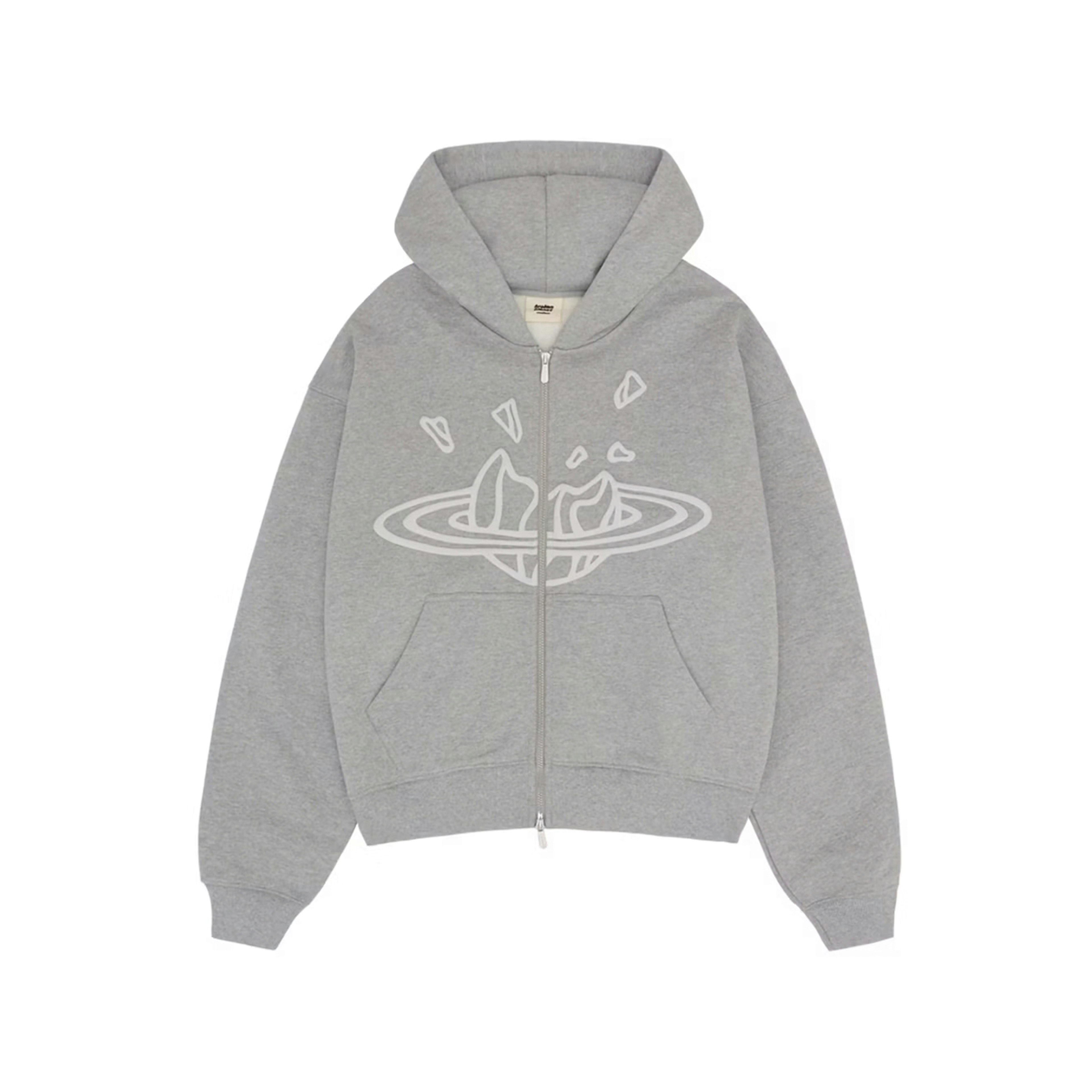 Broken Planet Zip Up Hoodie Heather Grey