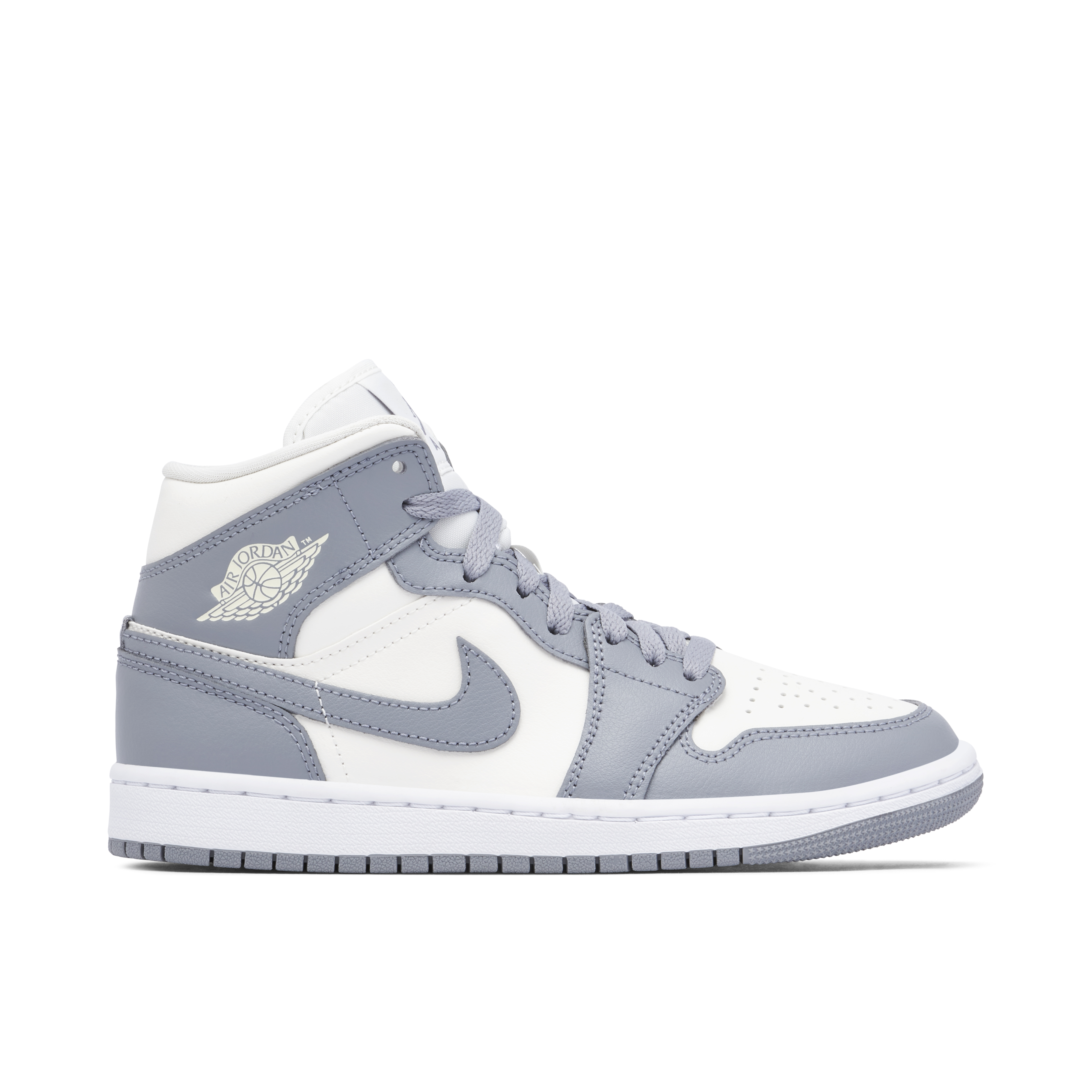 Air Jordan 1 Mid Grey Sail fur Damen BQ6472 115 Laced