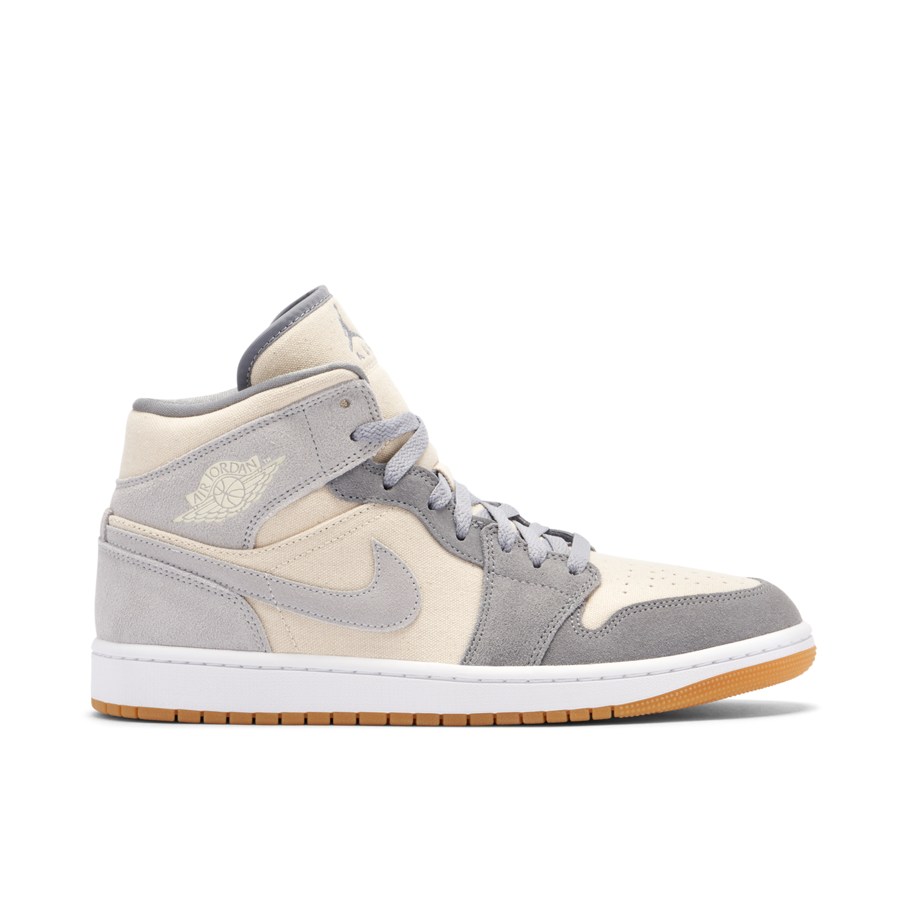 Air Jordan 1 Mid Cream Grey DN4281 100 Laced