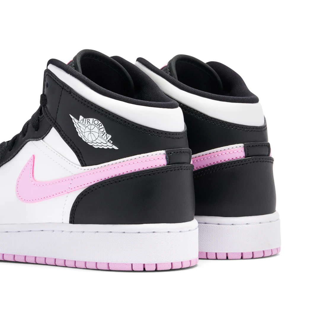 Jordan 1 Mid White Black Light Arctic Pink Air Jordan 1 MID GS White Black Light Arctic Pink | 555112-103 | Laced